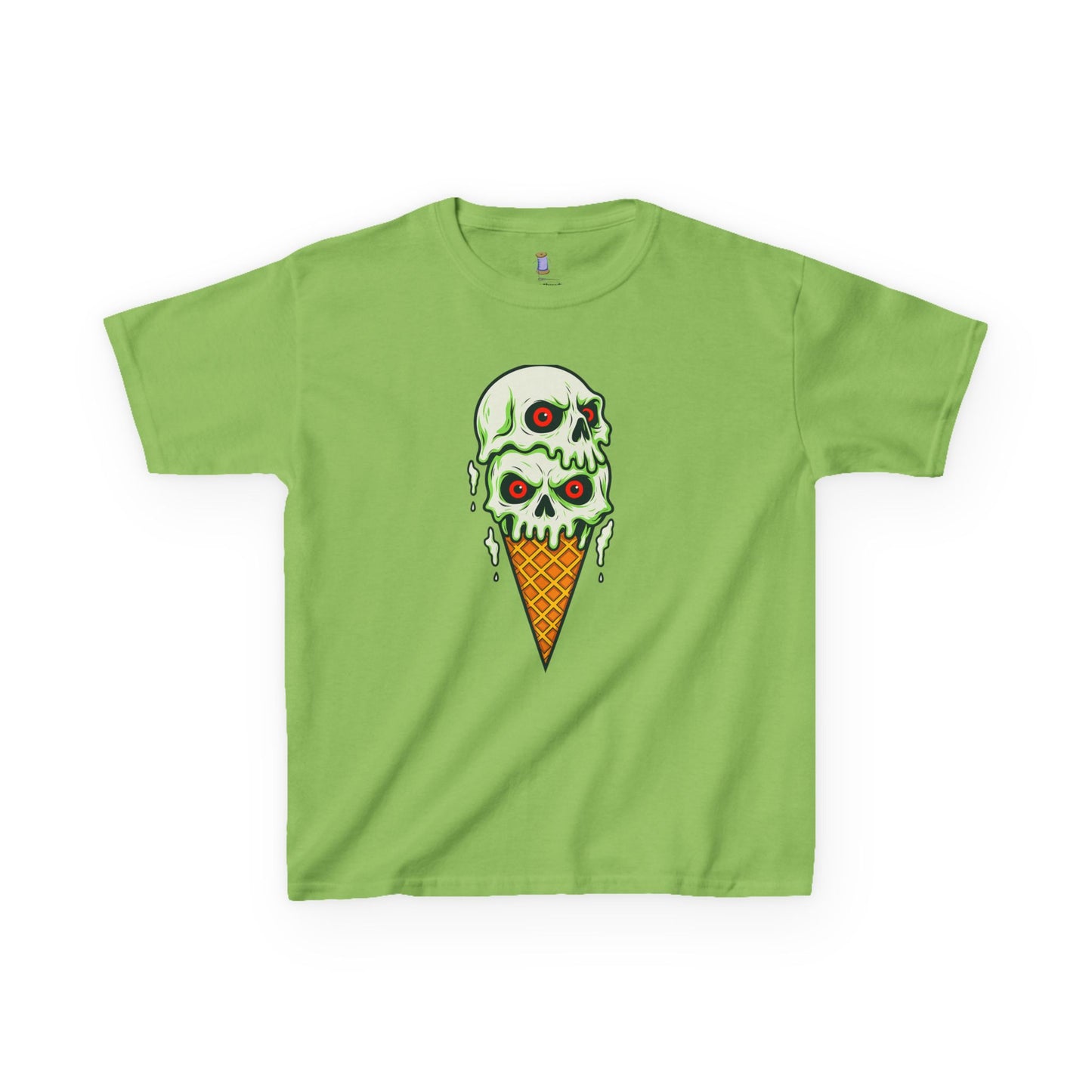 Kids Skull Ice Cream Tee, Cute T-Shirt for Kids, Halloween Apparel, Year-Round Fun, Trendy Summer Wear, Unique Gift Idea