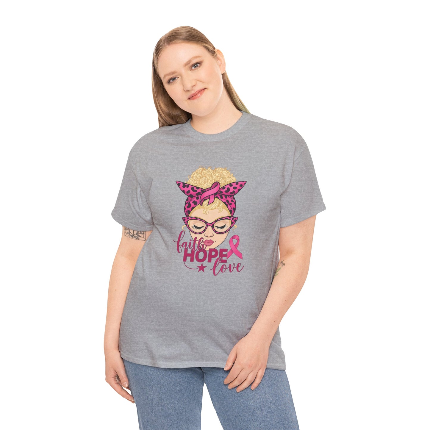 Hope Love Pink Ribbon Tee - Breast Cancer Awareness