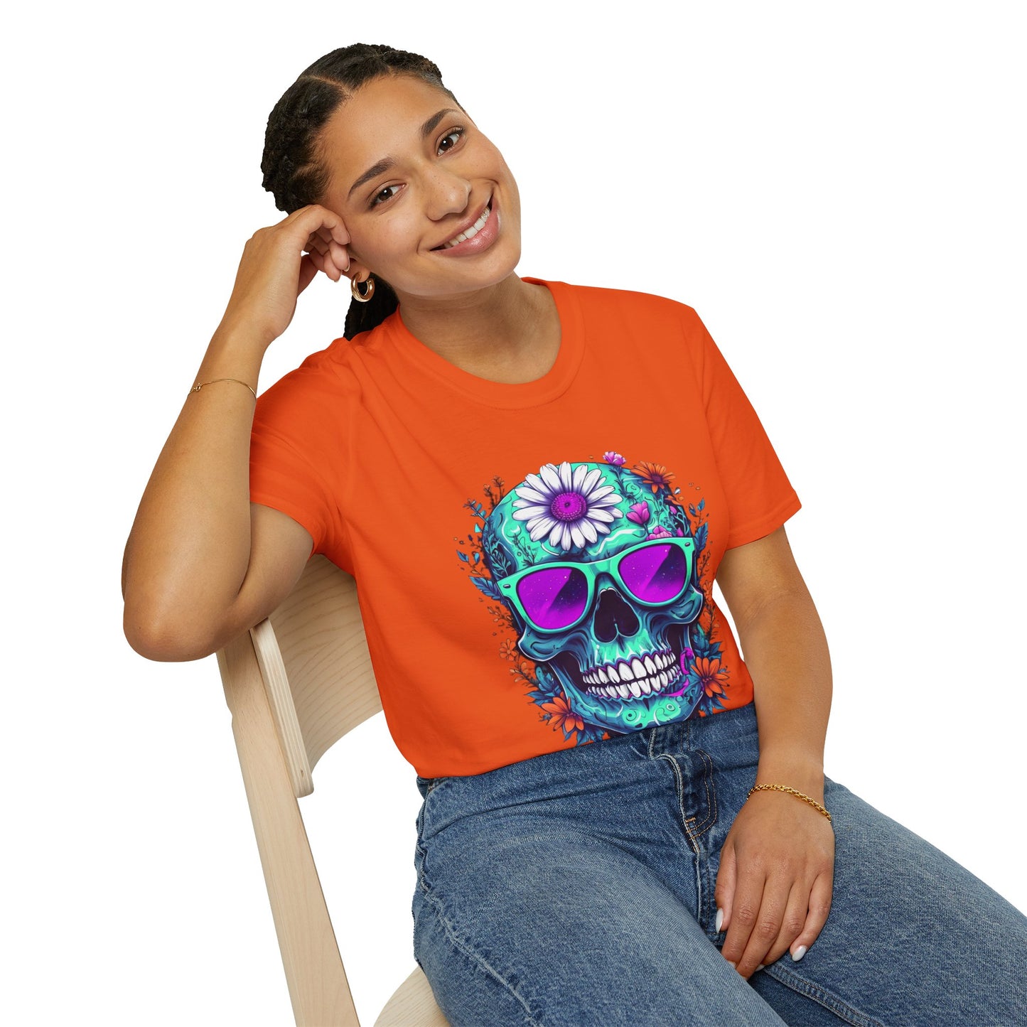 Vibrant Skull Graphic Tee, Edgy Unisex T-Shirt, Festival Wear, Vintage Inspired Tops, Halloween Must-Have, Cool Casual Style