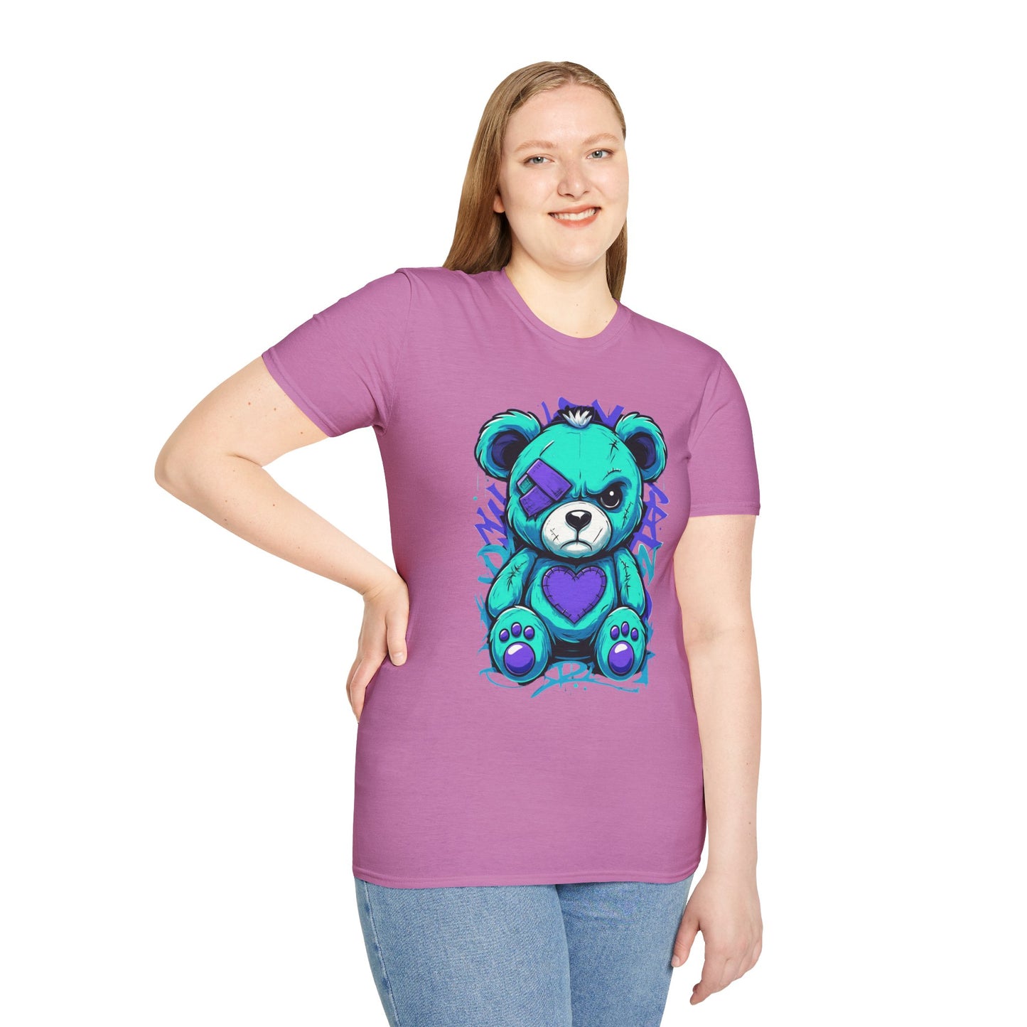 Adorable Grumpy Bear Unisex Softstyle T-Shirt | Cute Graphic Tee, Casual Wear, Gift for Animal Lovers, Birthday Present, Fun Fashion