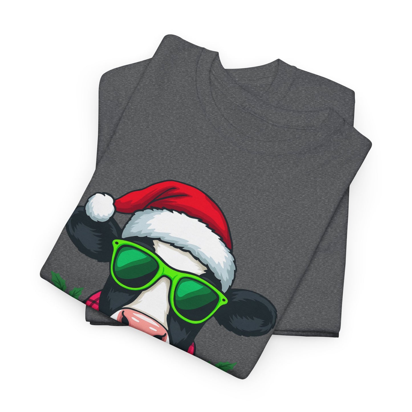 Moovey Christmas Cow Tee - Pink Plaid Scarf & Sunglasses