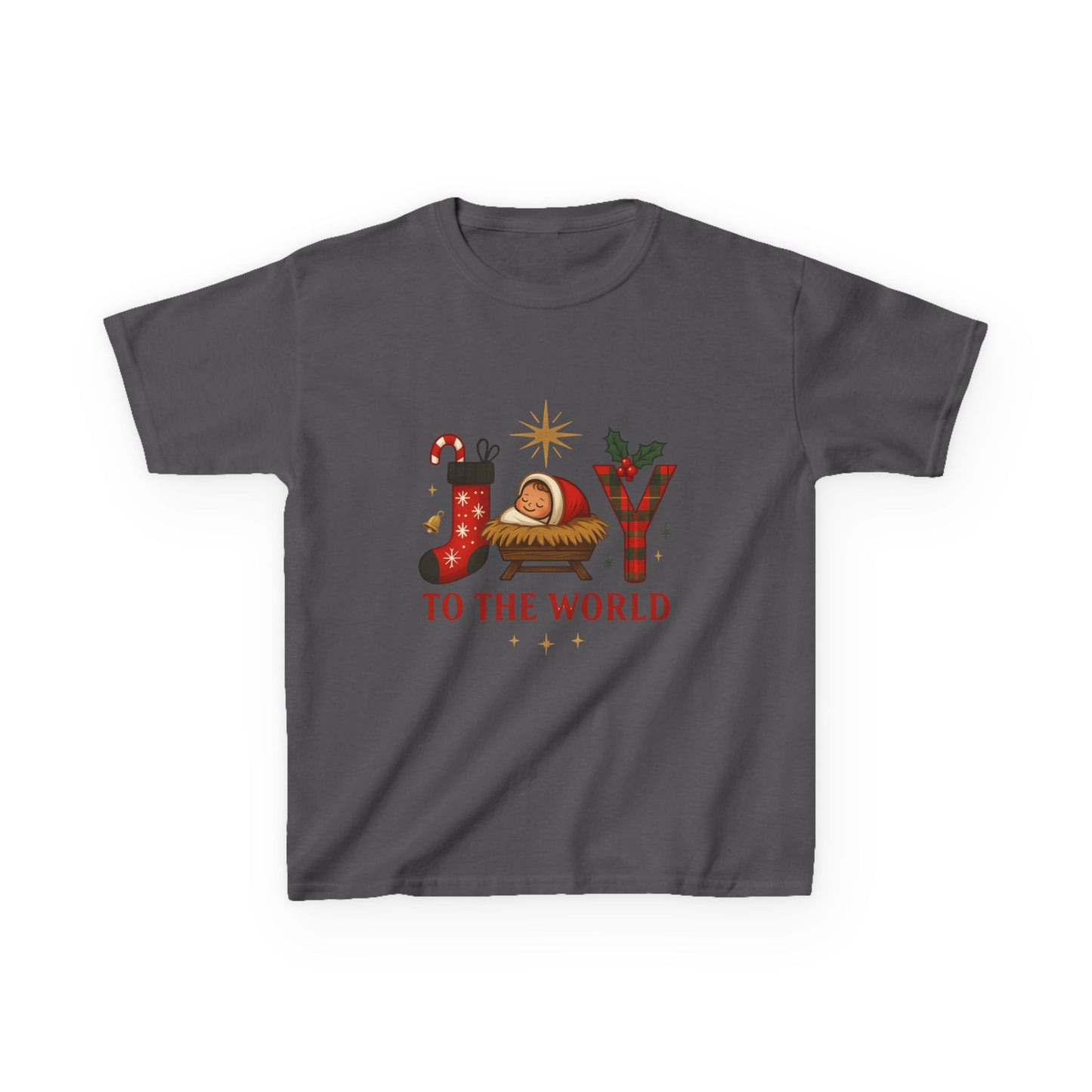 Joy to the World Dino Christmas Kids Tee