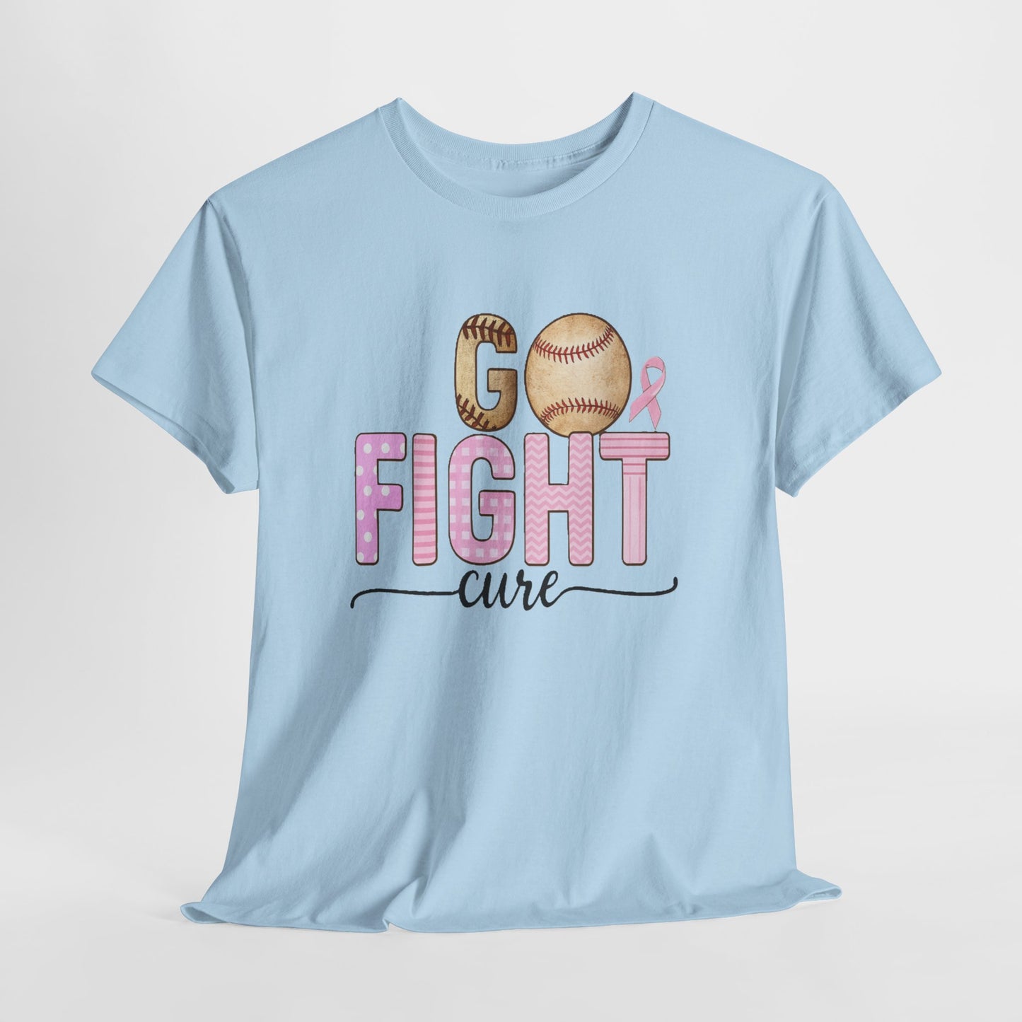 Go Fight Cure Baseball Pink Ribbon Awareness Tee