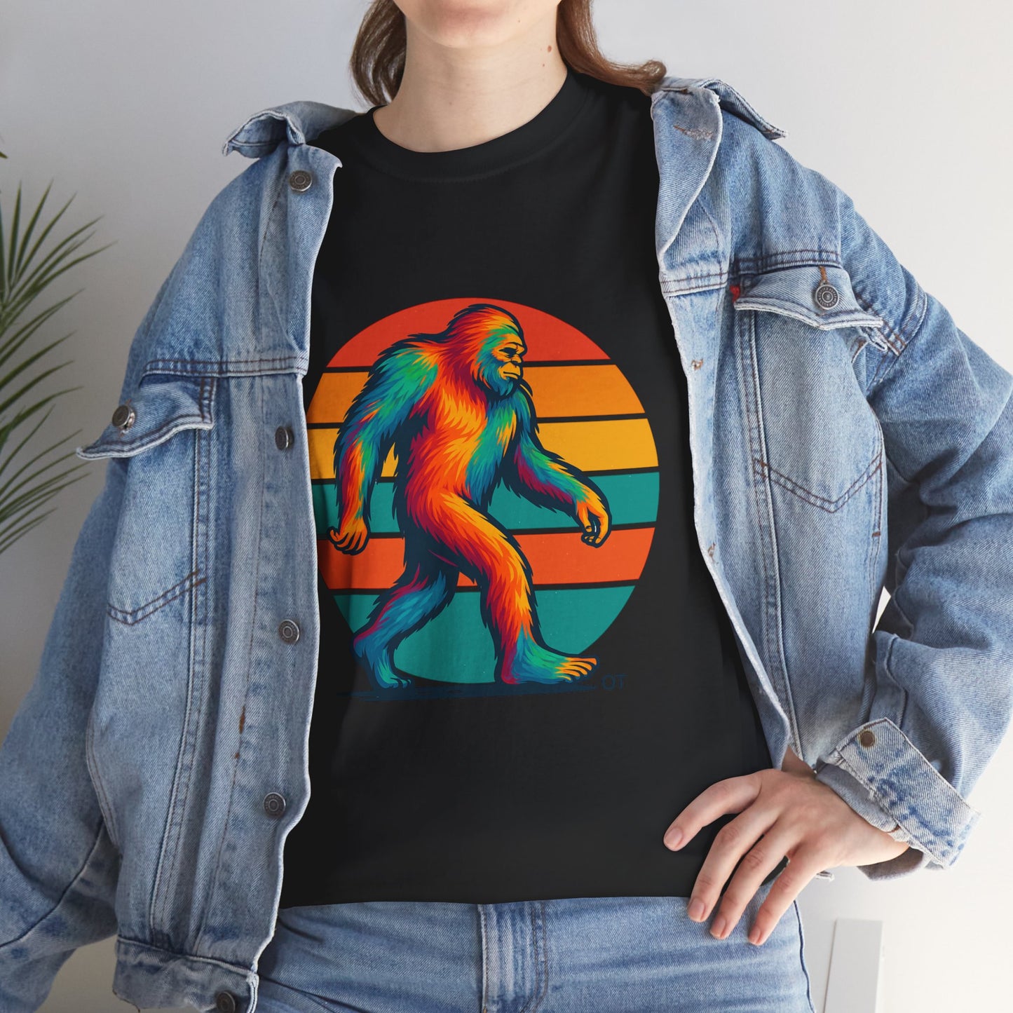 Colorful Bigfoot Unisex T-Shirt, Fun Graphic Tee for Nature Lovers, Perfect for Holidays, Festivals, Camping, Gifts