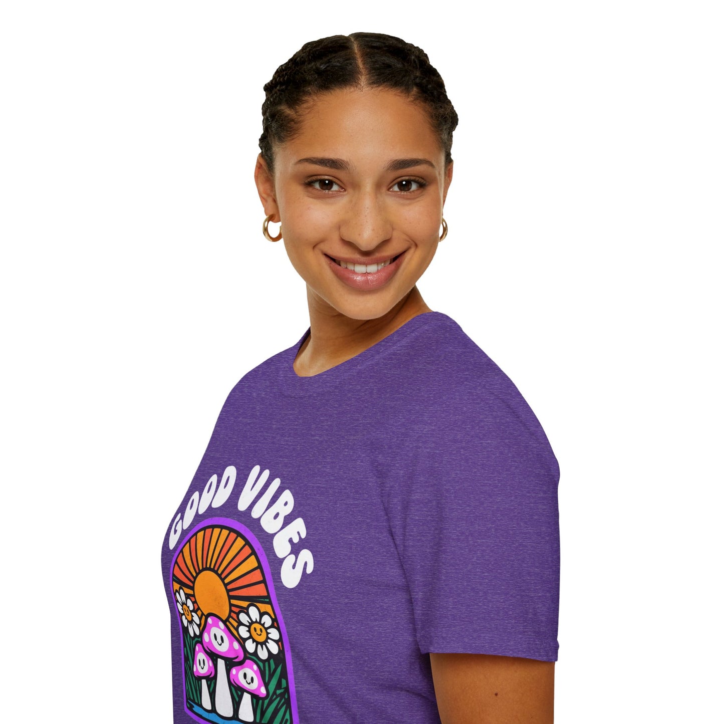 Good Vibes Unisex Softstyle T-Shirt | Retro Graphic Tee | Summer Vibe Shirt | Festival Fashion | Relaxed Fit Casual Top