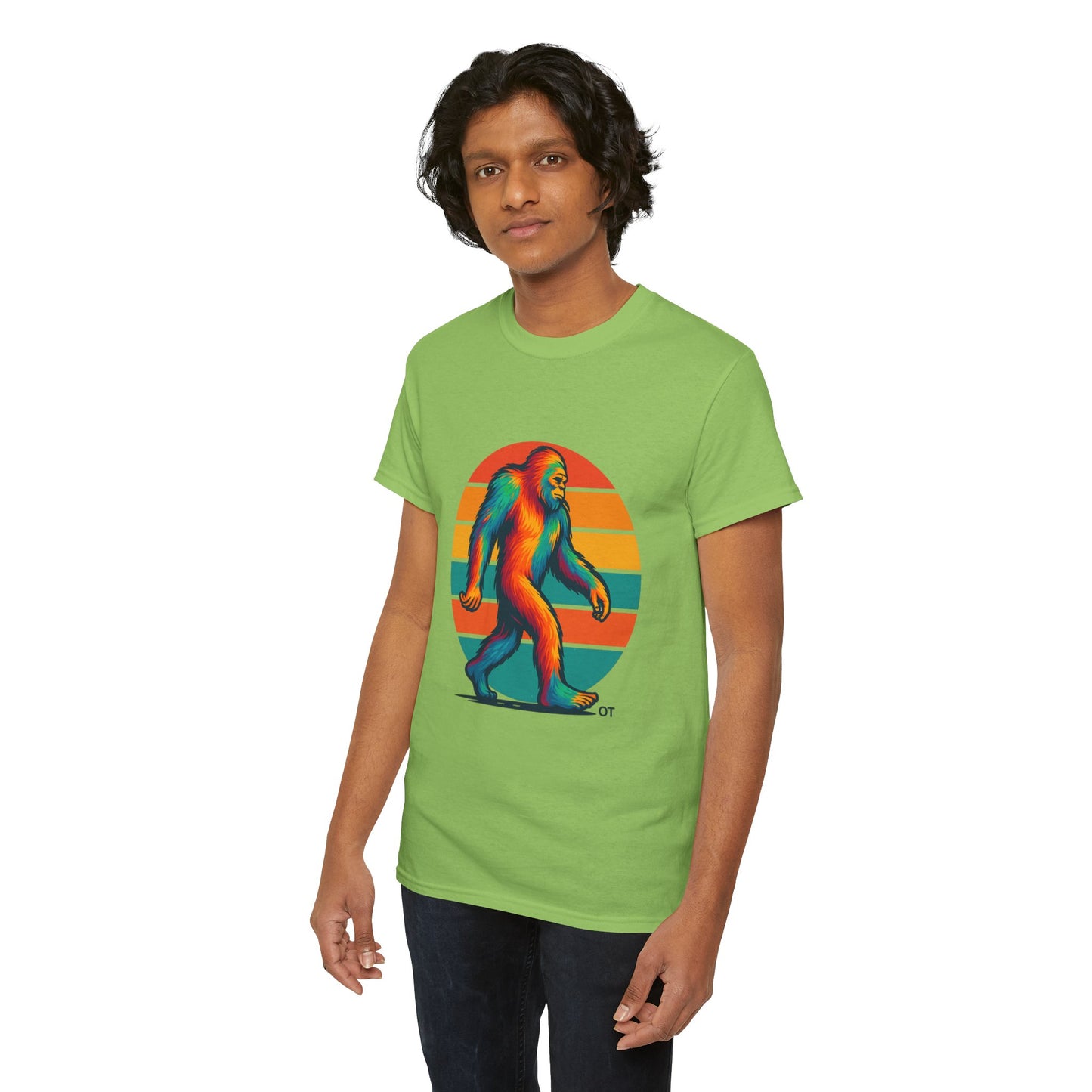 Colorful Bigfoot Unisex T-Shirt, Fun Graphic Tee for Nature Lovers, Perfect for Holidays, Festivals, Camping, Gifts