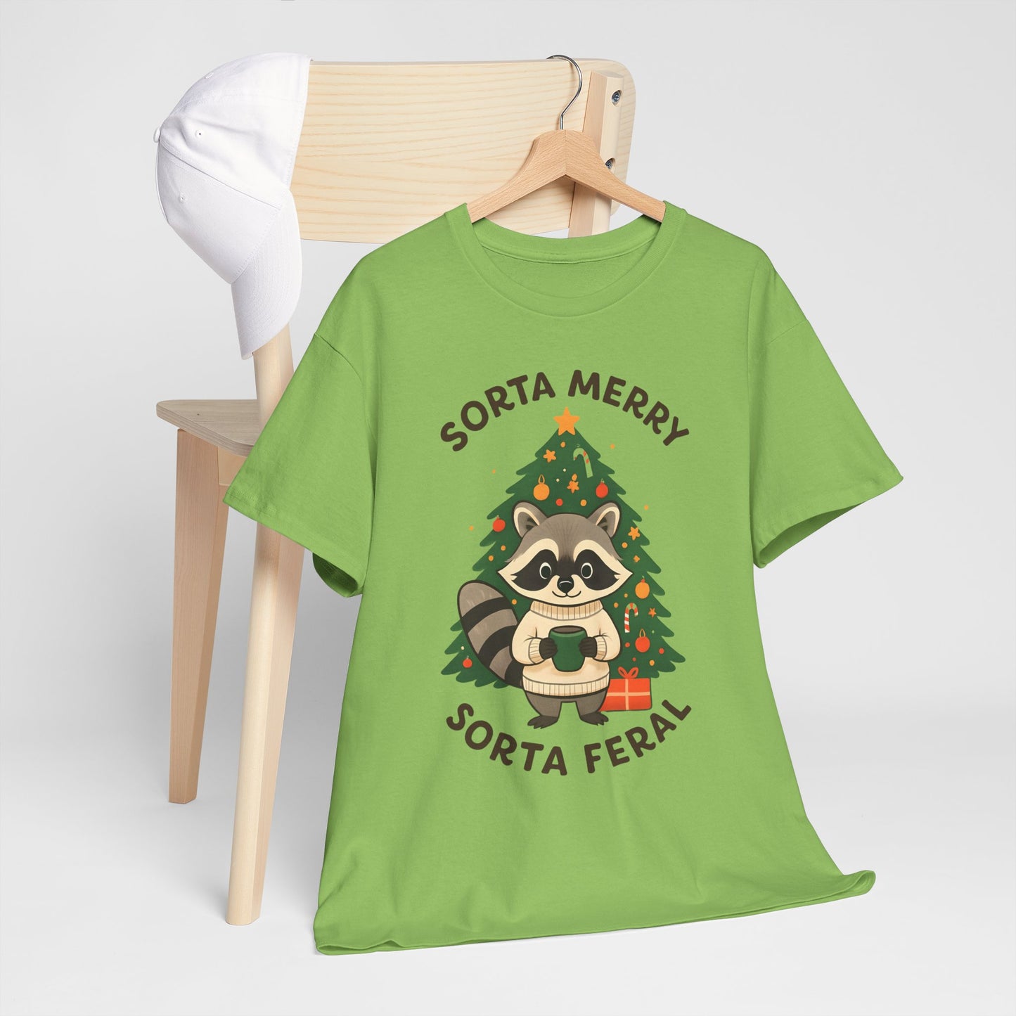 Sorta Merry Sorta Feral Raccoon Christmas Tee