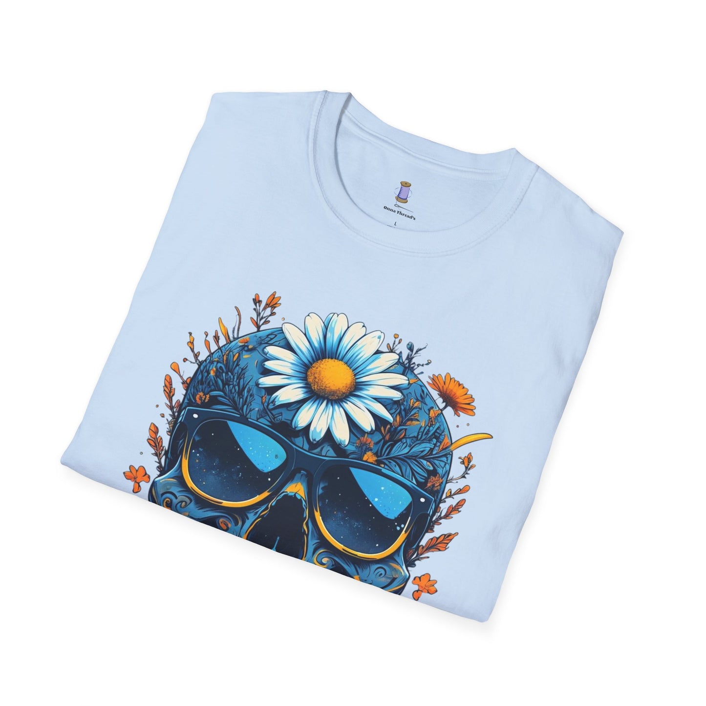 Bohemian Skull T-Shirt - Artistic Graphic Tee for Music Lovers, Festival Attire, Unique Gift, Unisex Softstyle Top