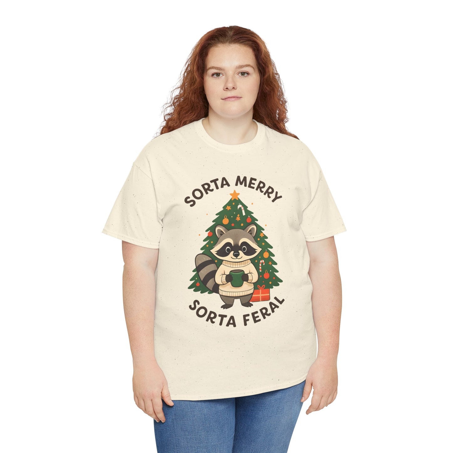 Sorta Merry Sorta Feral Raccoon Christmas Tee