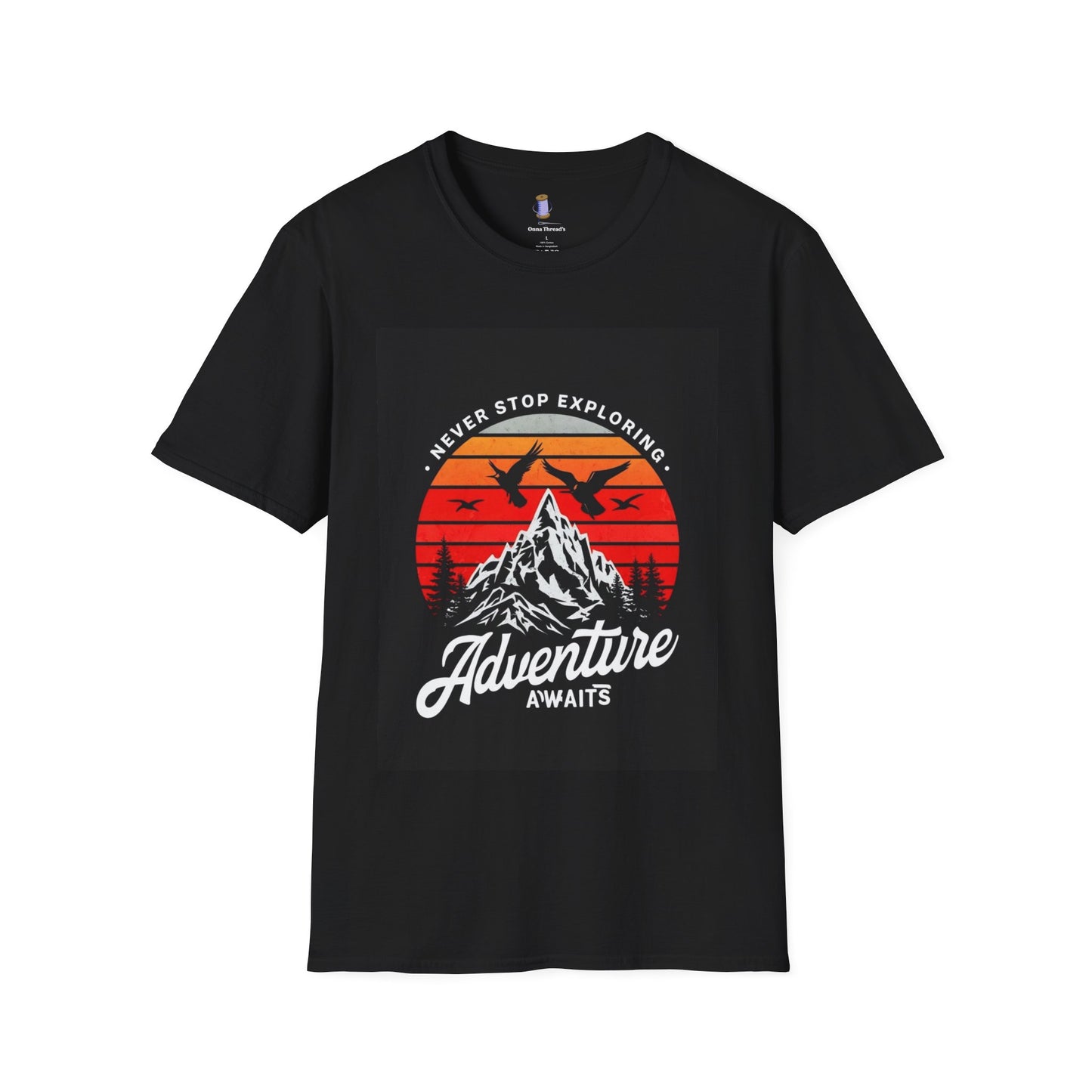 Adventure Awaits T-Shirt | Unisex Softstyle Tee | Perfect for Travel Lovers, Outdoor Adventures, Camping, Nature Gifts, Explore