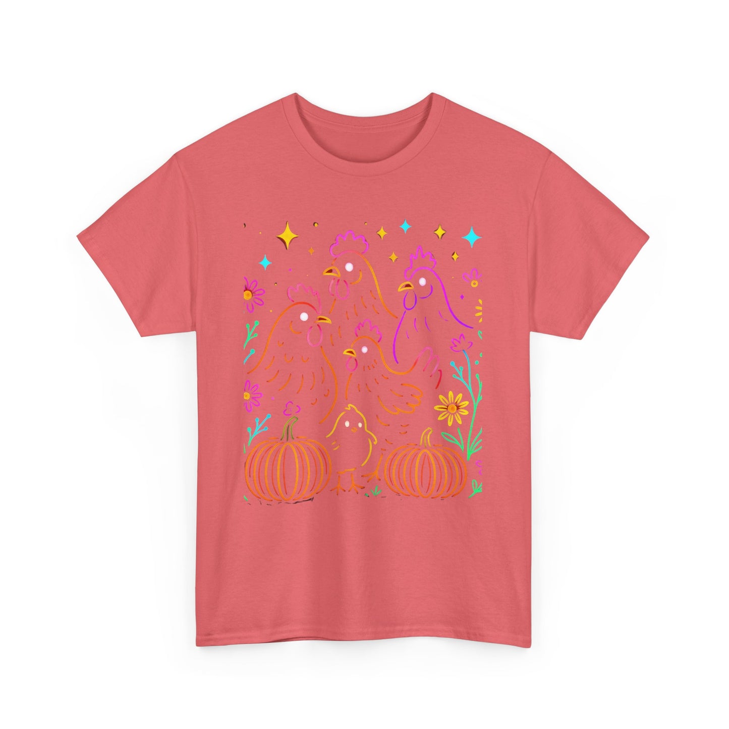 Autumn Glow Chicken Tee – Colorful Farmhouse Pumpkin Shirt