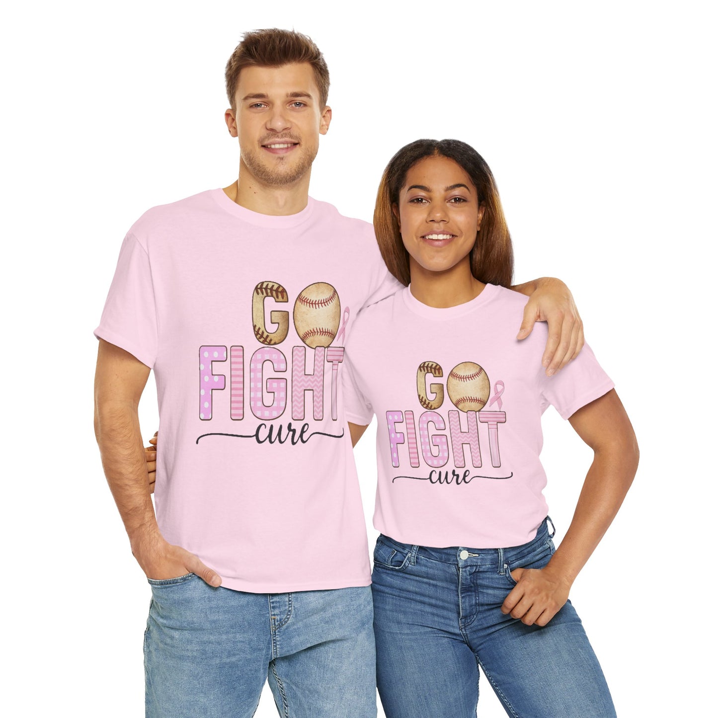 Go Fight Cure Baseball Pink Ribbon Awareness Tee