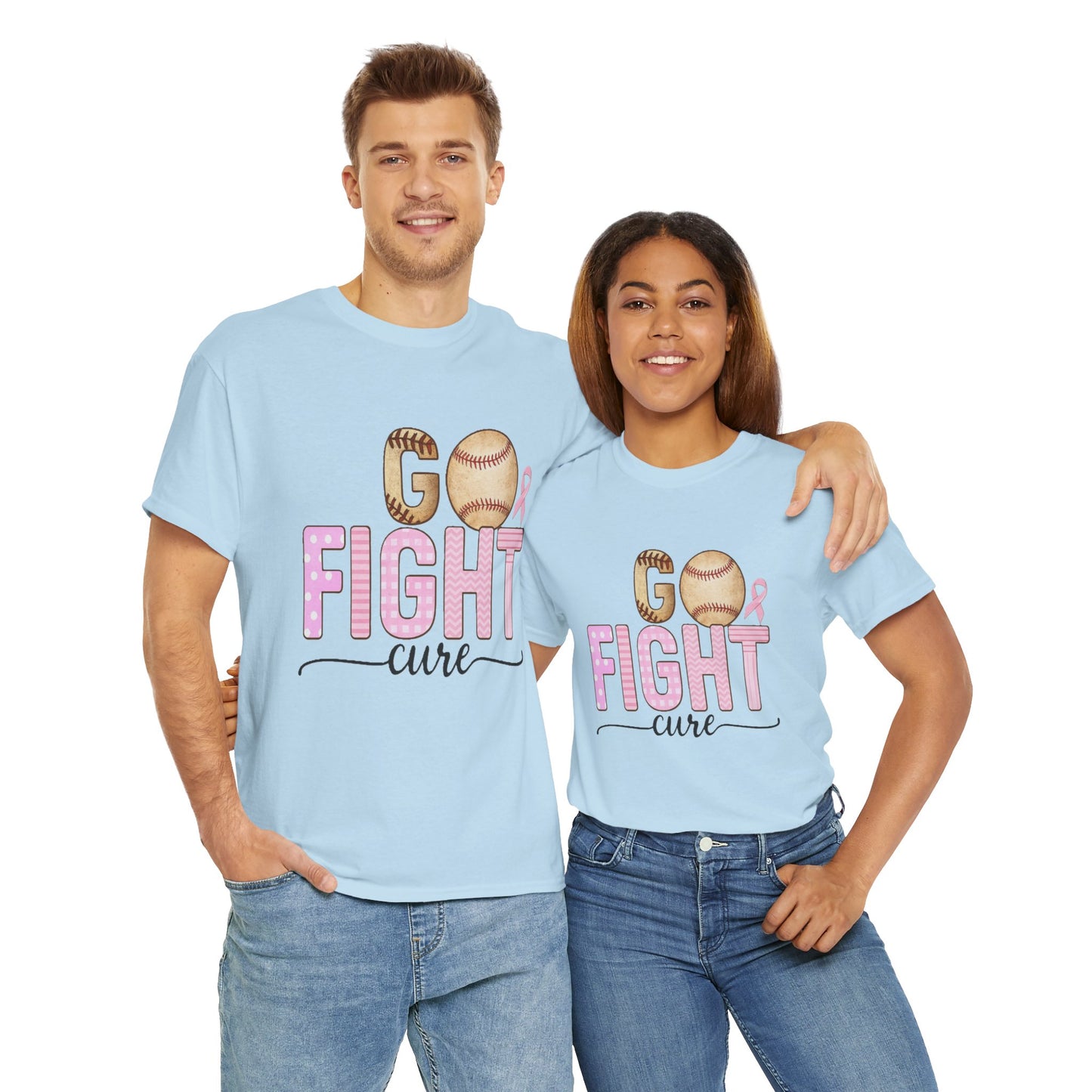 Go Fight Cure Baseball Pink Ribbon Awareness Tee