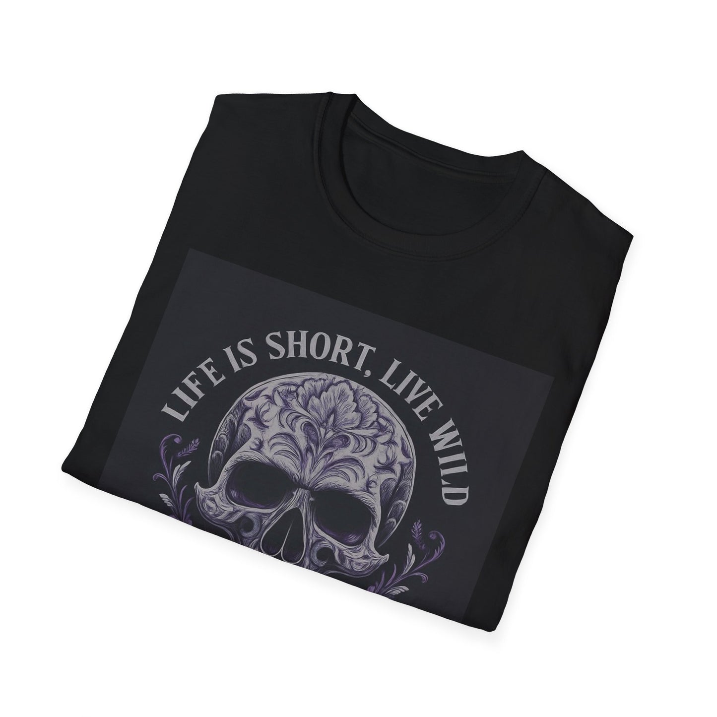 Skull Graphic T-Shirt: Live Wild, Unisex Style for Everyday Wear, Casual Outfit, Gift for Friends, Music Festivals, Halloween
