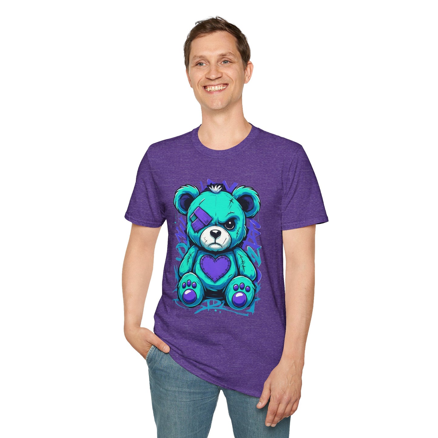Adorable Grumpy Bear Unisex Softstyle T-Shirt | Cute Graphic Tee, Casual Wear, Gift for Animal Lovers, Birthday Present, Fun Fashion