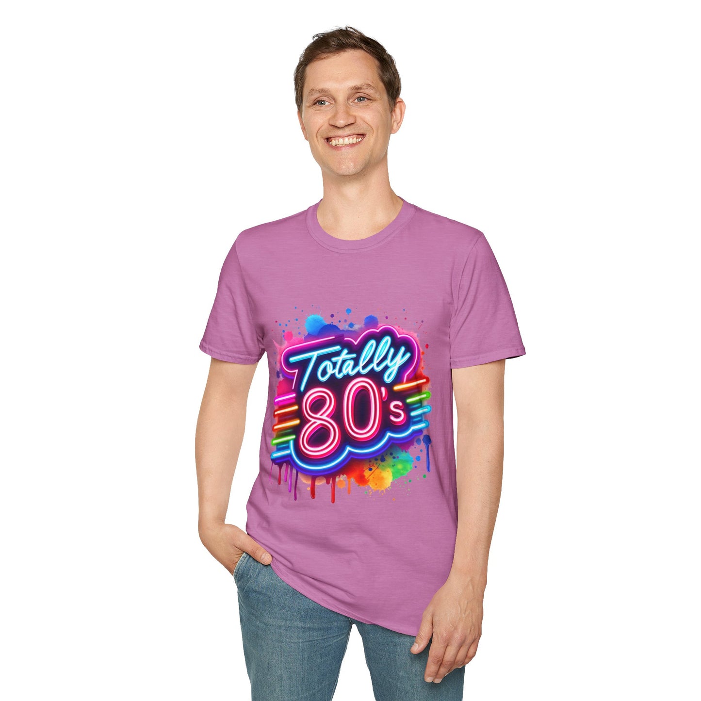 Totally 80s Unisex Softstyle T-Shirt – Retro Vintage Tee, Nostalgic Gift, Party Shirt, Perfect for 80s Theme Events, Festival Wear