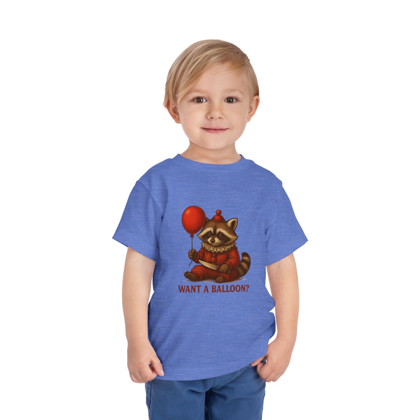 Toddler Halloween Tee with Seated Raccoon Clown Design