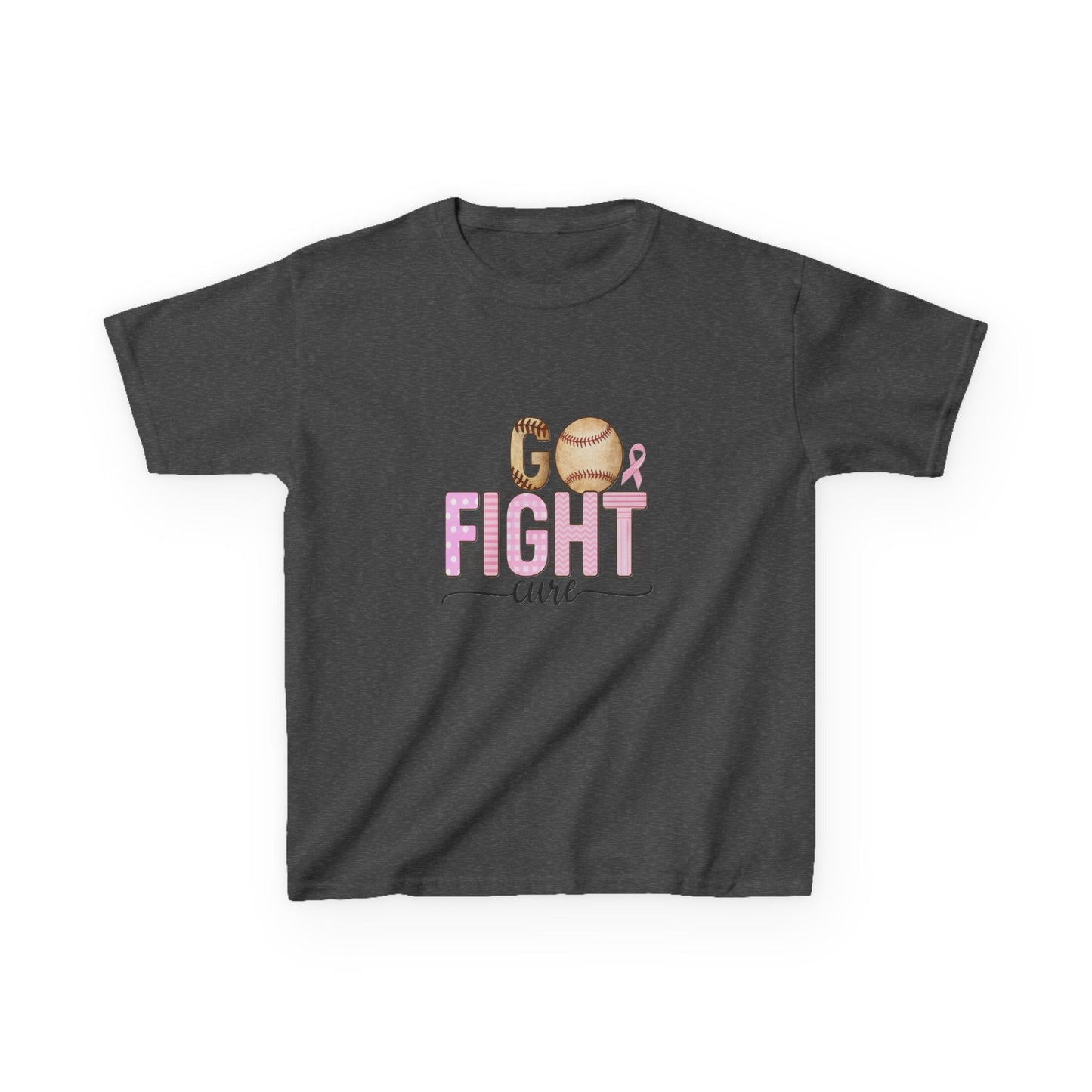 Go Fight Cure Baseball Pink Ribbon Kids Christmas Tee