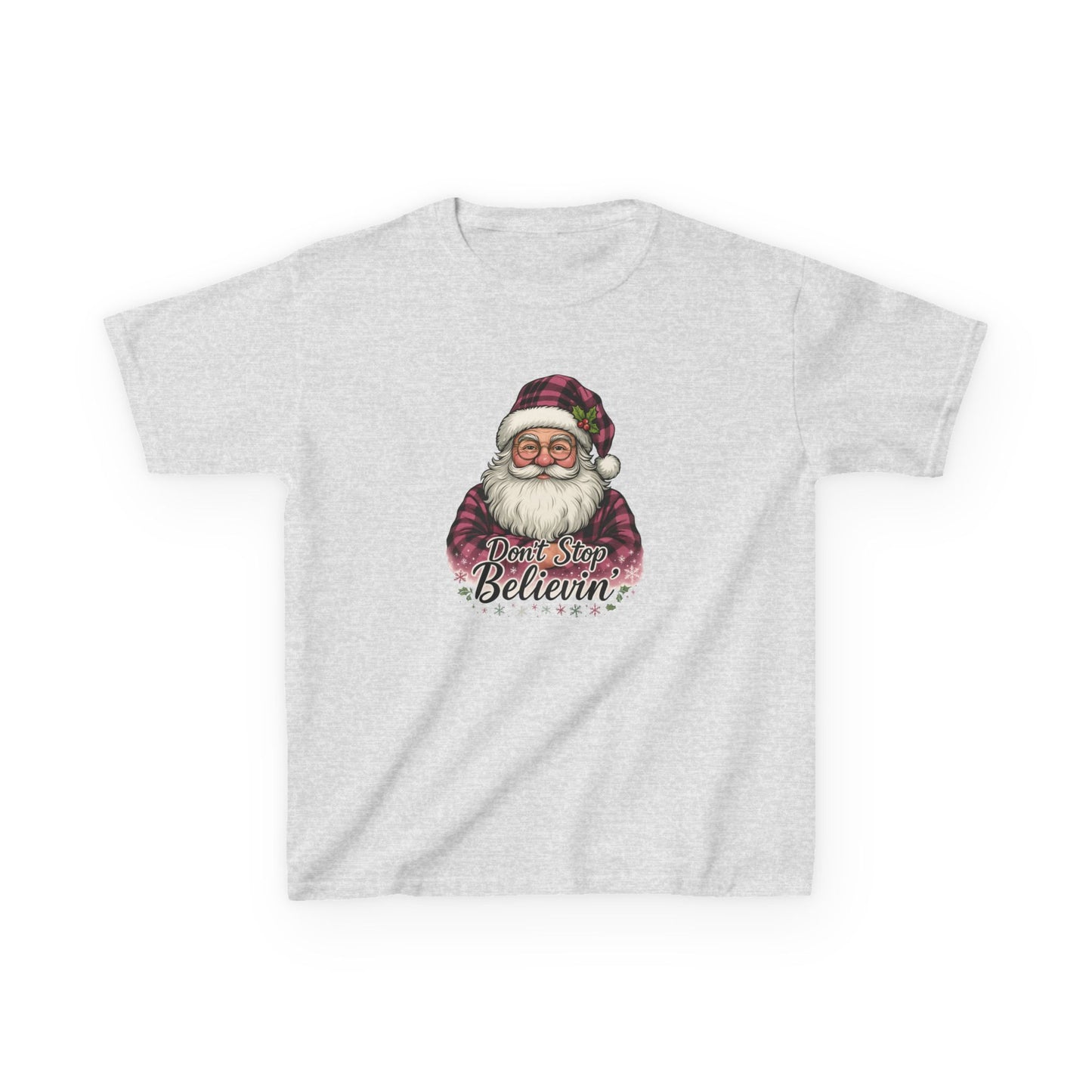 Plaid Santa 'Don't Stop Believin' Christmas Tee