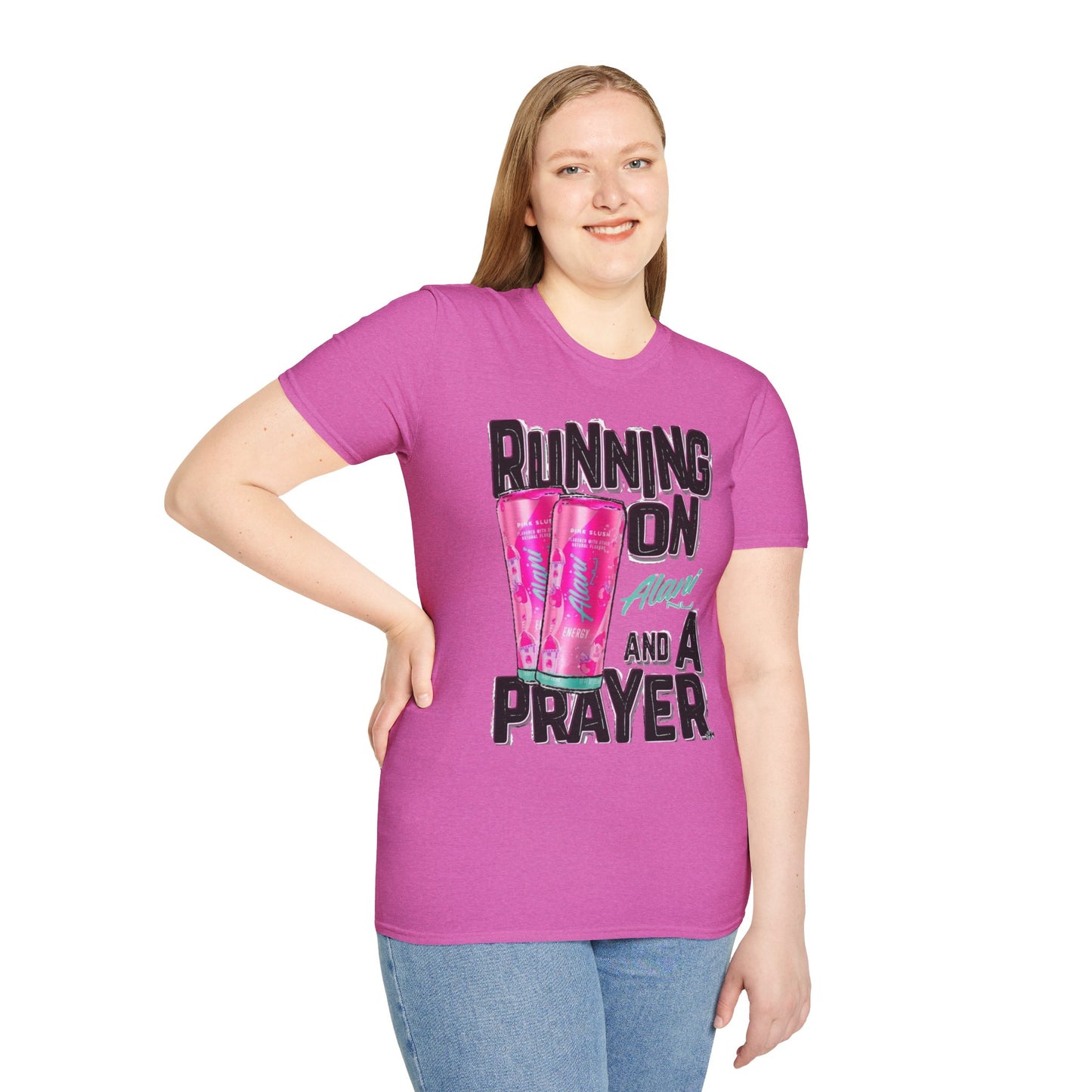Running on a Prayer T-Shirt, Unisex Graphic Tee, Fun Casual Wear, Gift for Friends, Everyday Style, Faith-Inspired Apparel