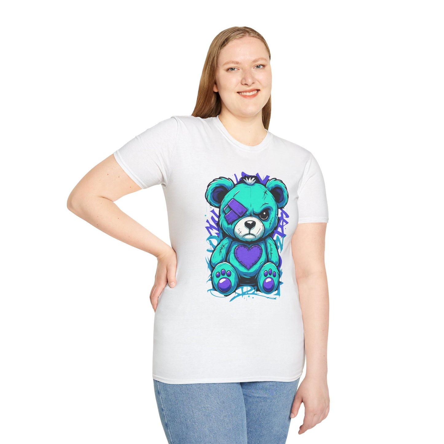Adorable Grumpy Bear Unisex Softstyle T-Shirt | Cute Graphic Tee, Casual Wear, Gift for Animal Lovers, Birthday Present, Fun Fashion