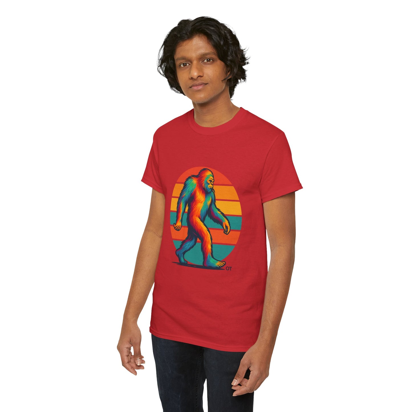 Colorful Bigfoot Unisex T-Shirt, Fun Graphic Tee for Nature Lovers, Perfect for Holidays, Festivals, Camping, Gifts