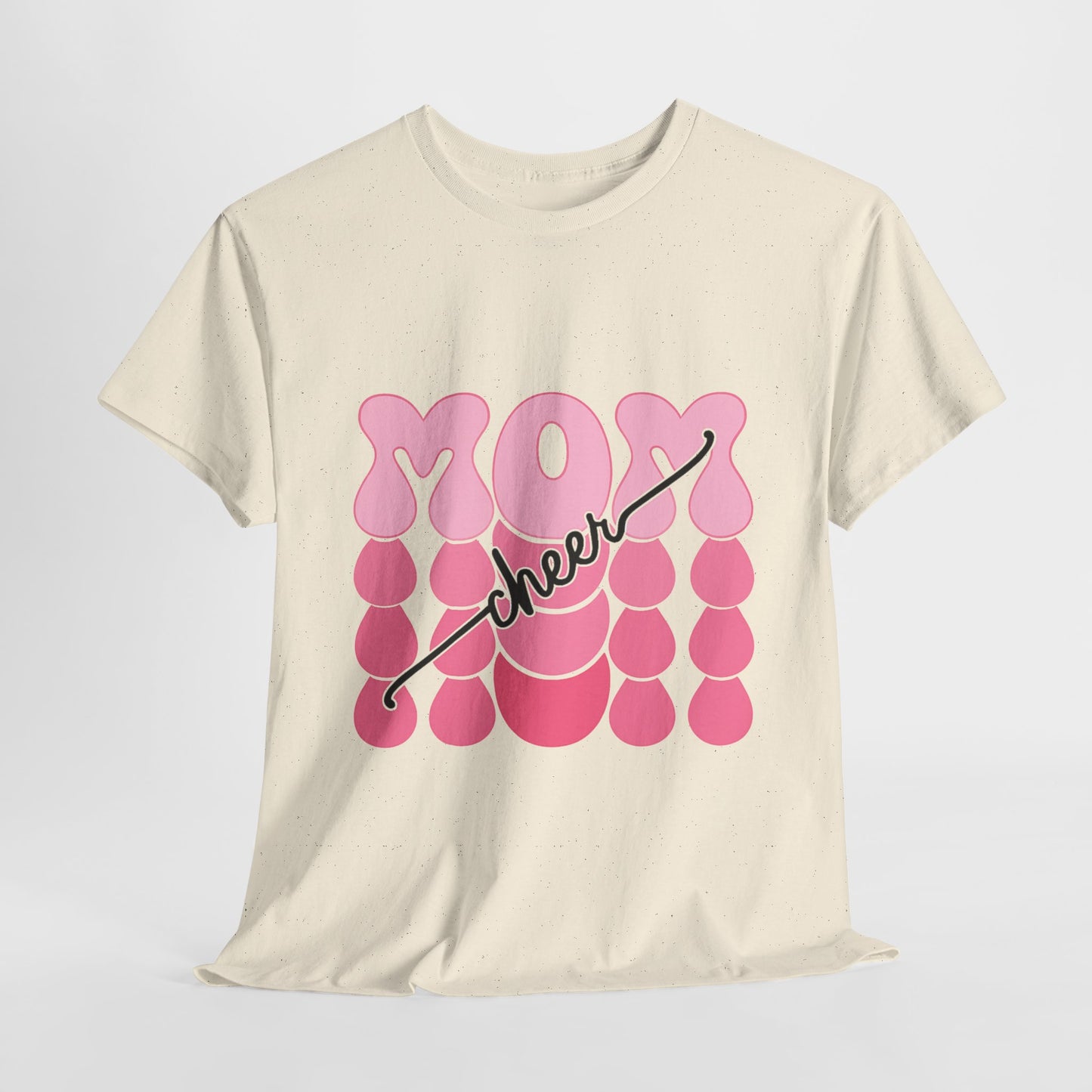 MOM Cheer – Pink Bubble Letter Spirit Tee