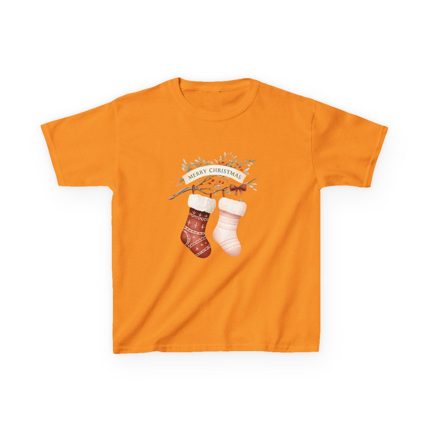 Dino Stocking Christmas Tee - Kids Holiday Shirt