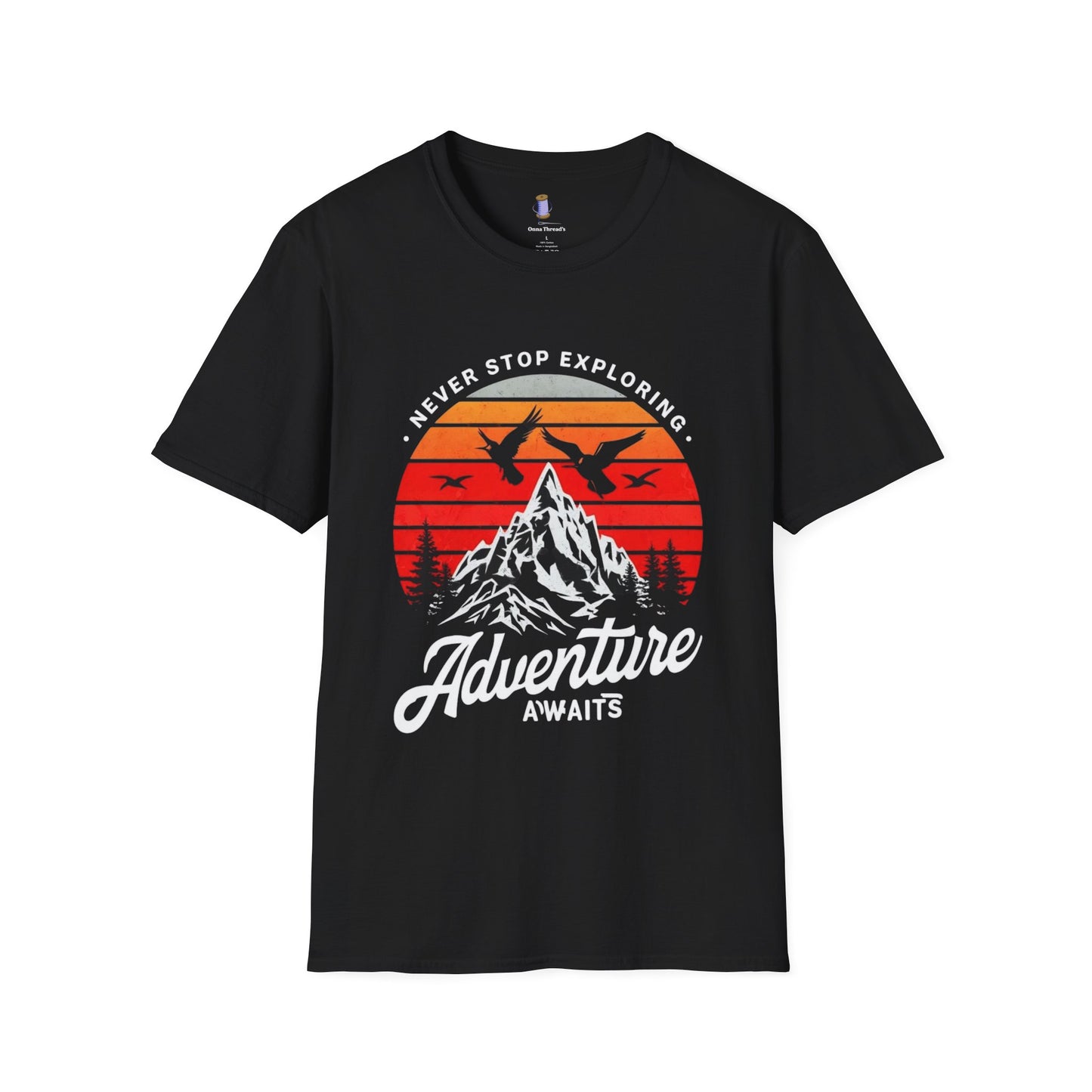 Adventure Awaits T-Shirt | Unisex Softstyle Tee | Perfect for Travel Lovers, Outdoor Adventures, Camping, Nature Gifts, Explore