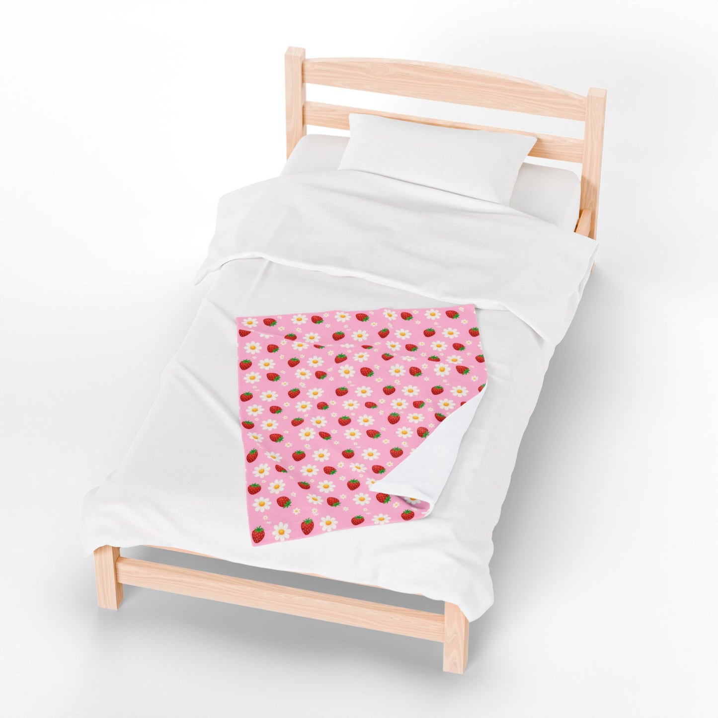 Cozy Strawberry Floral Blanket | Soft Plush Throw, Nursery Decor, Gift for Kids, Spring Home Accents, Cute Couch Cover