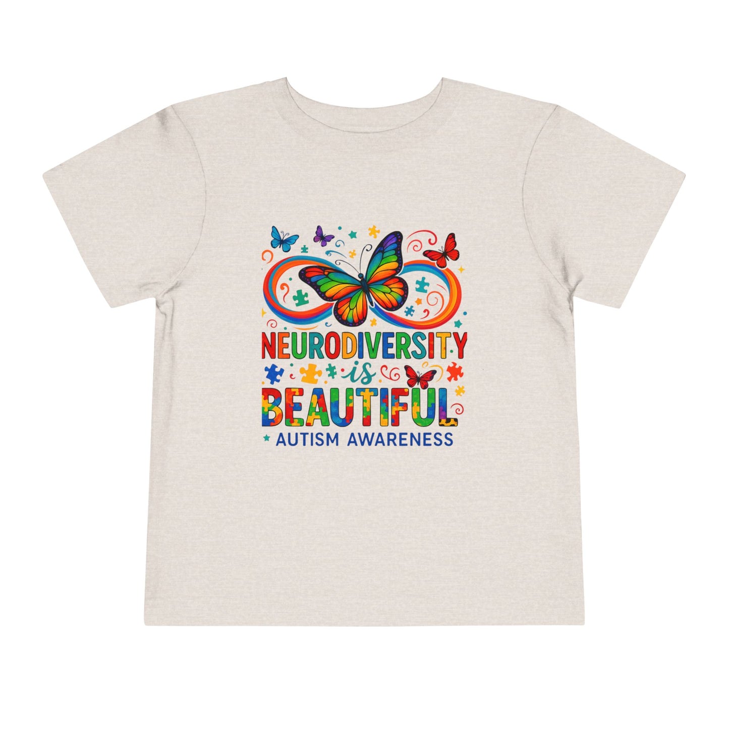 Toddler Tee - Neurodiversity is Beautiful Butterfly Rainbow Puzzle Piece Tee