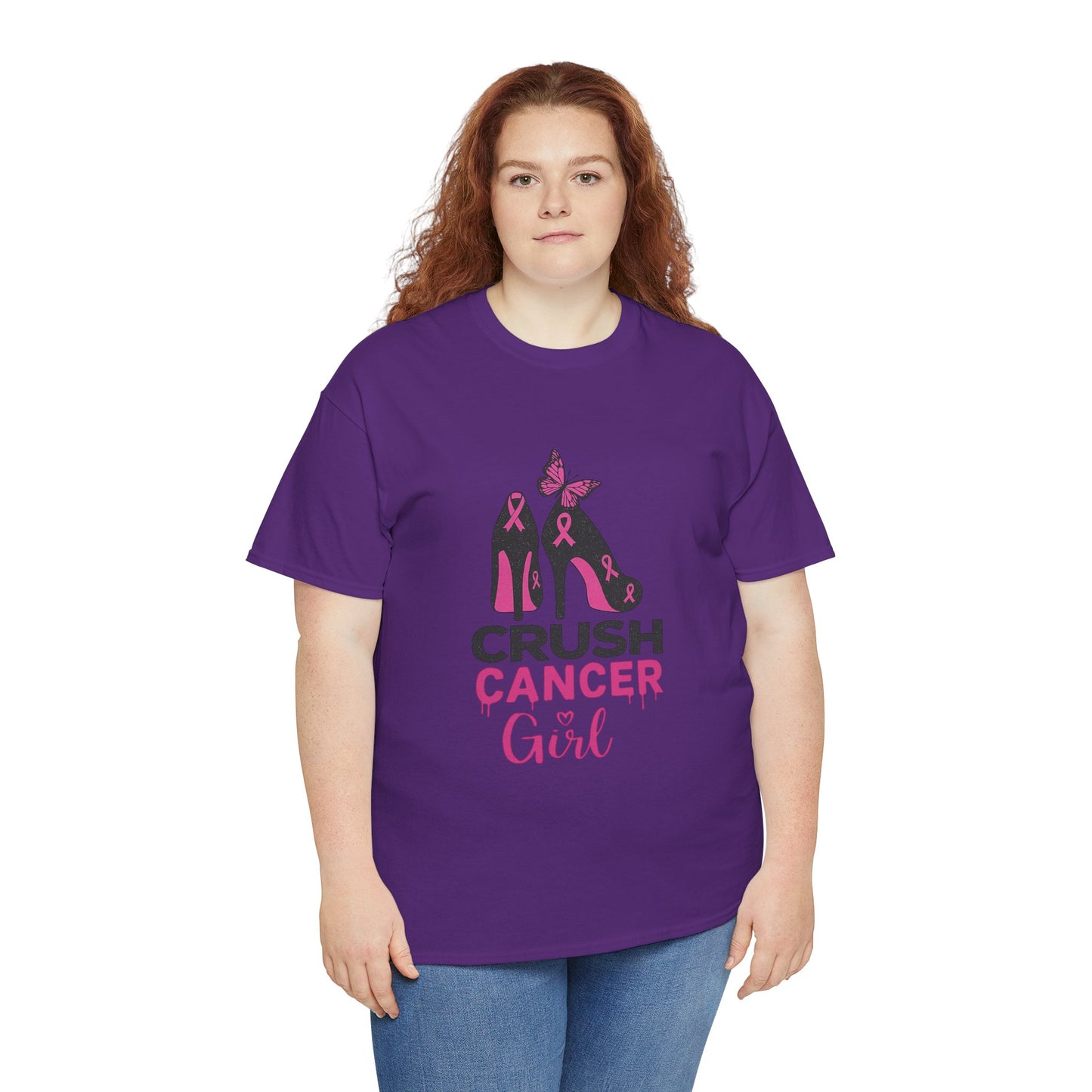 Crush Cancer Girl Tee: High Heels, Pink Ribbon, Hope