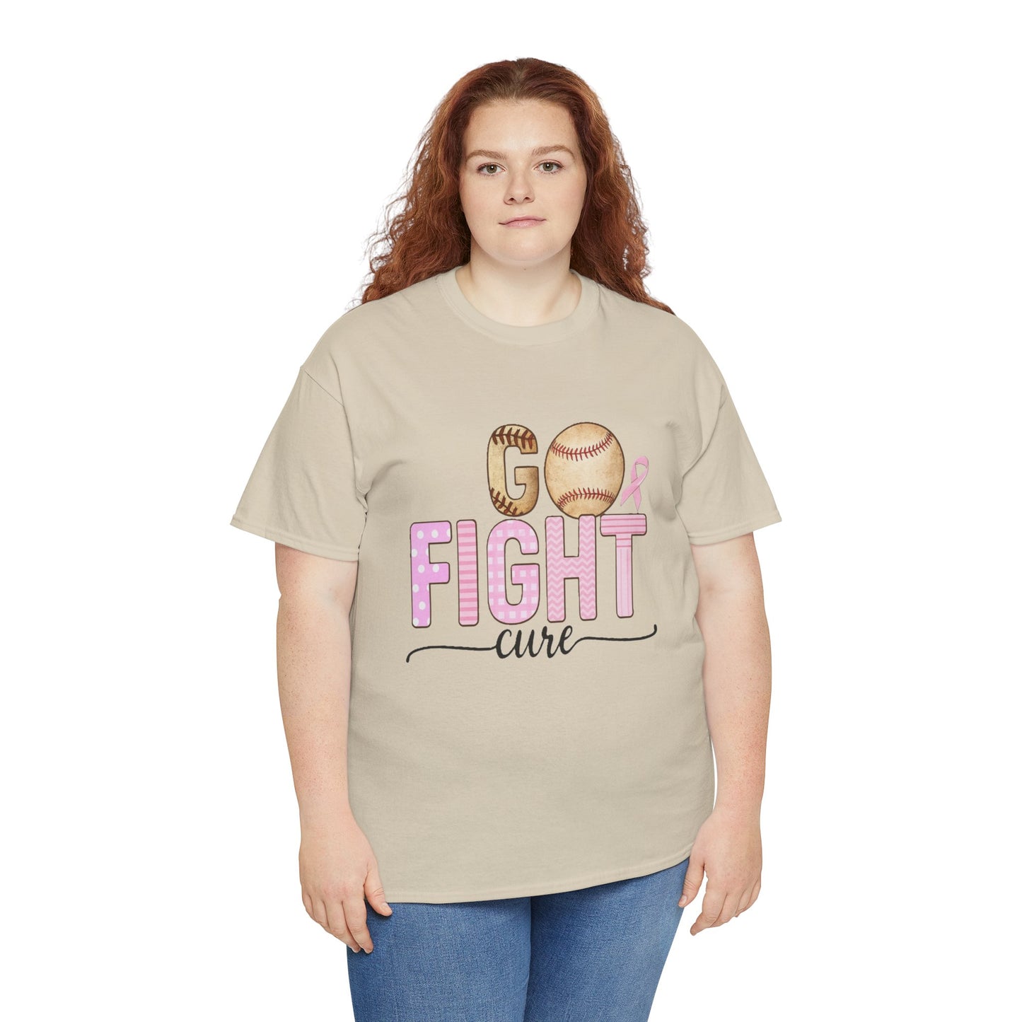 Go Fight Cure Baseball Pink Ribbon Awareness Tee