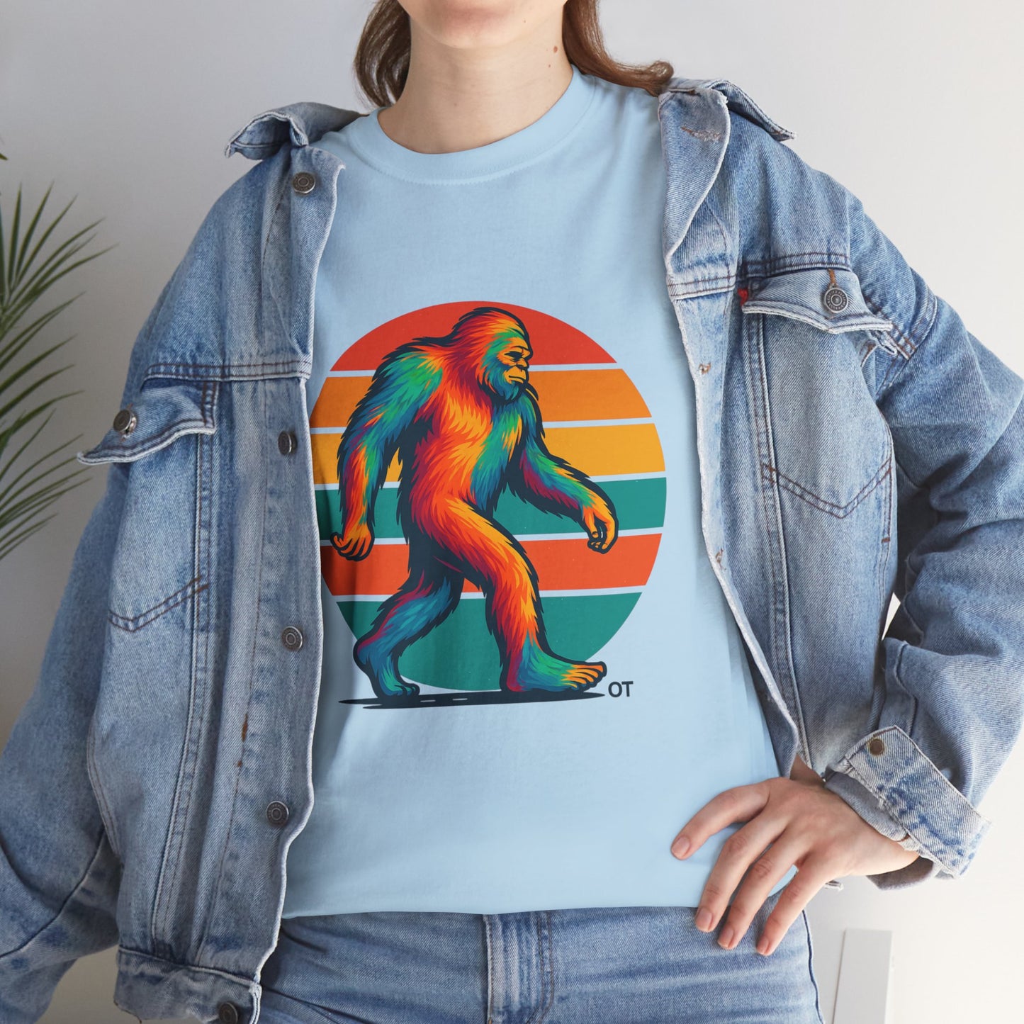 Colorful Bigfoot Unisex T-Shirt, Fun Graphic Tee for Nature Lovers, Perfect for Holidays, Festivals, Camping, Gifts