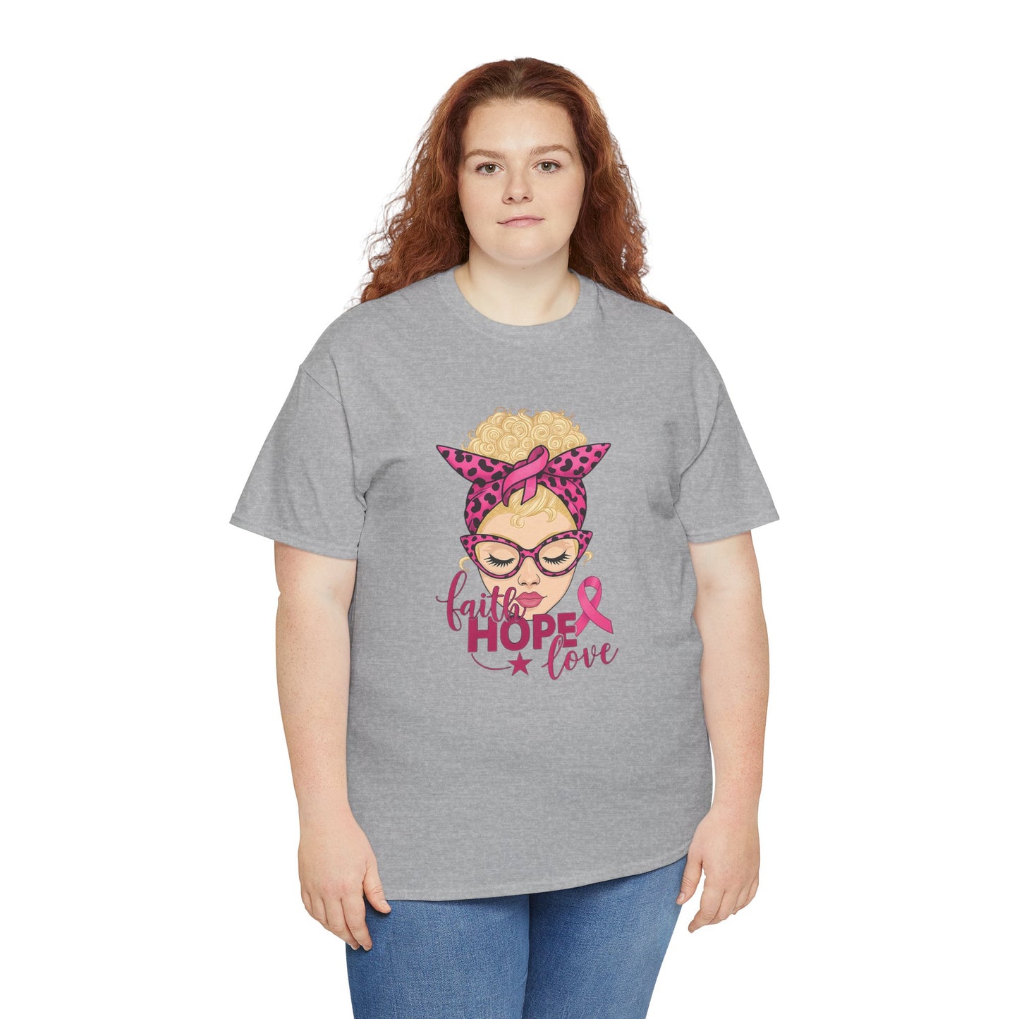 Hope Love Pink Ribbon Tee - Breast Cancer Awareness