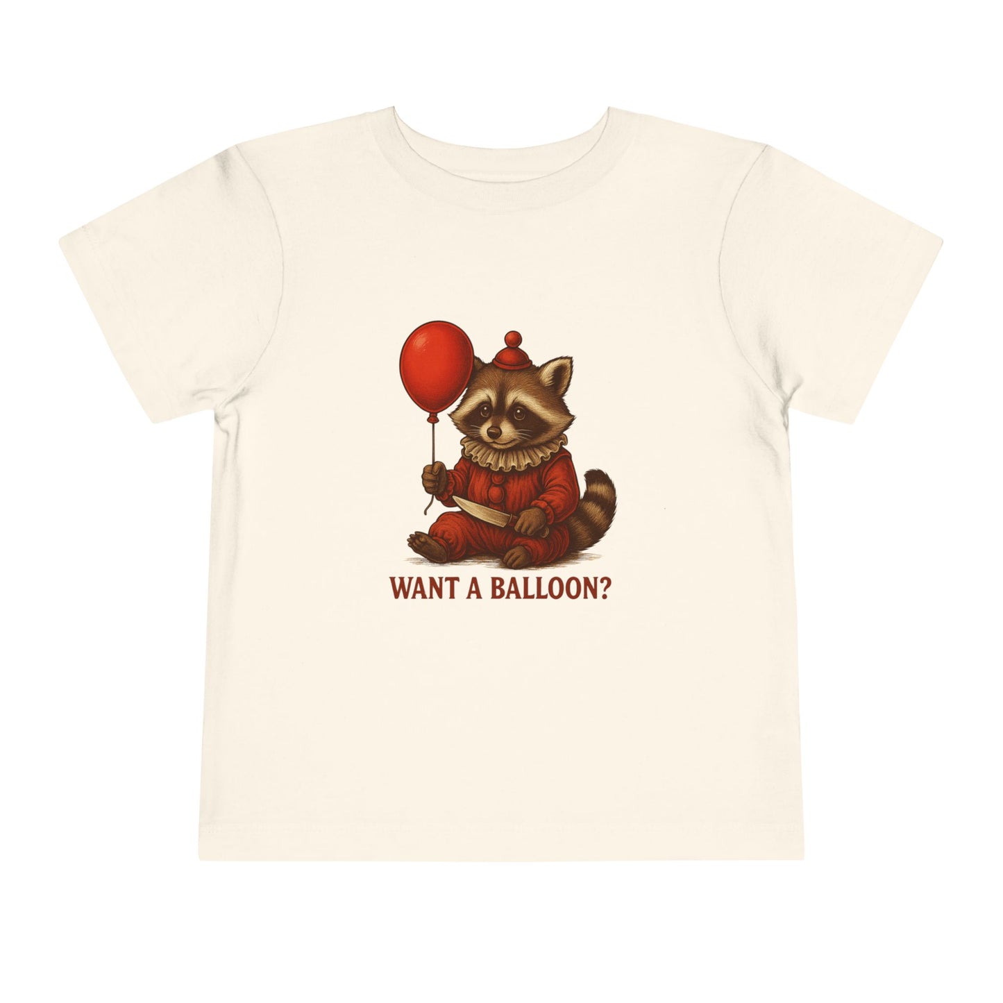 Toddler Halloween Tee with Seated Raccoon Clown Design