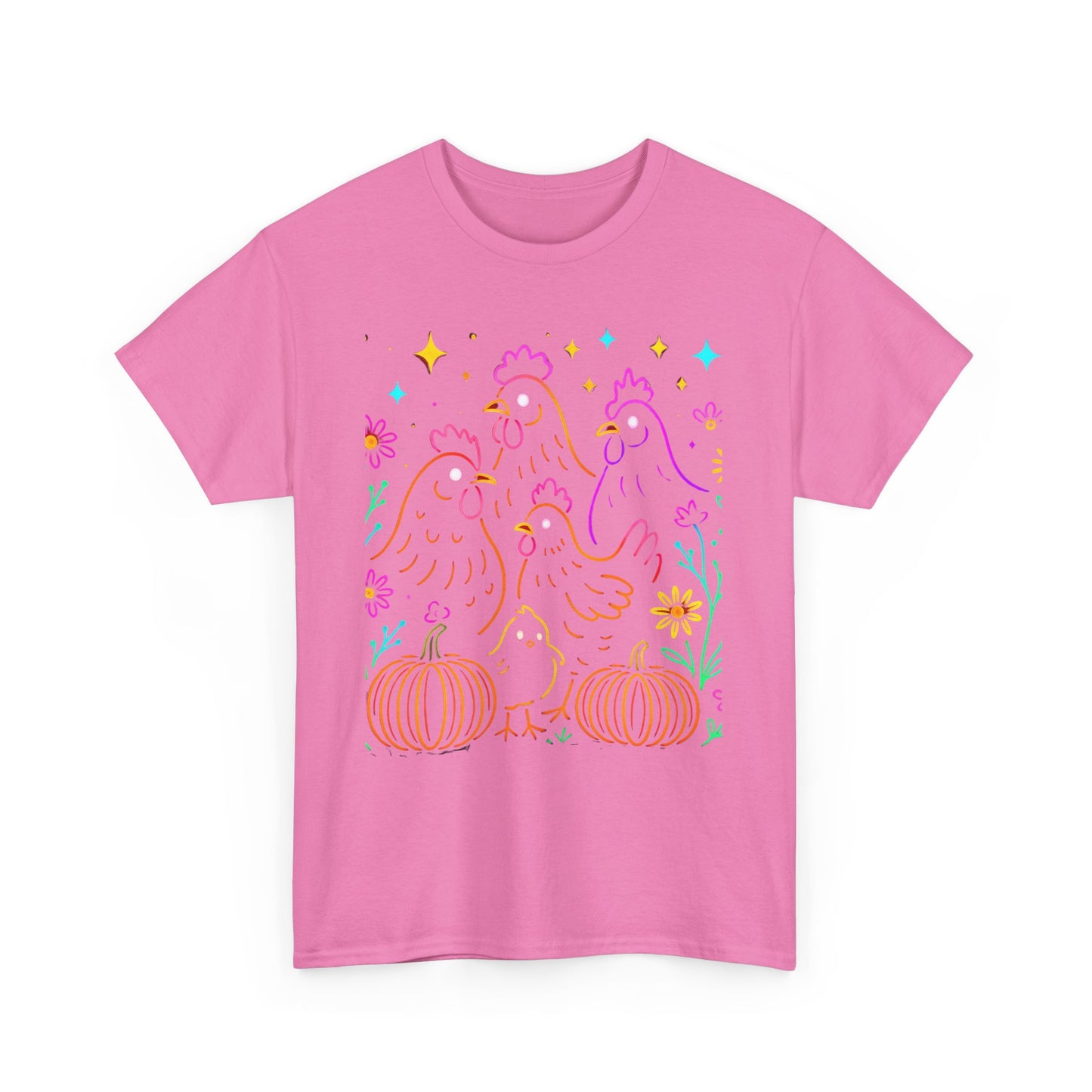 Autumn Glow Chicken Tee – Colorful Farmhouse Pumpkin Shirt