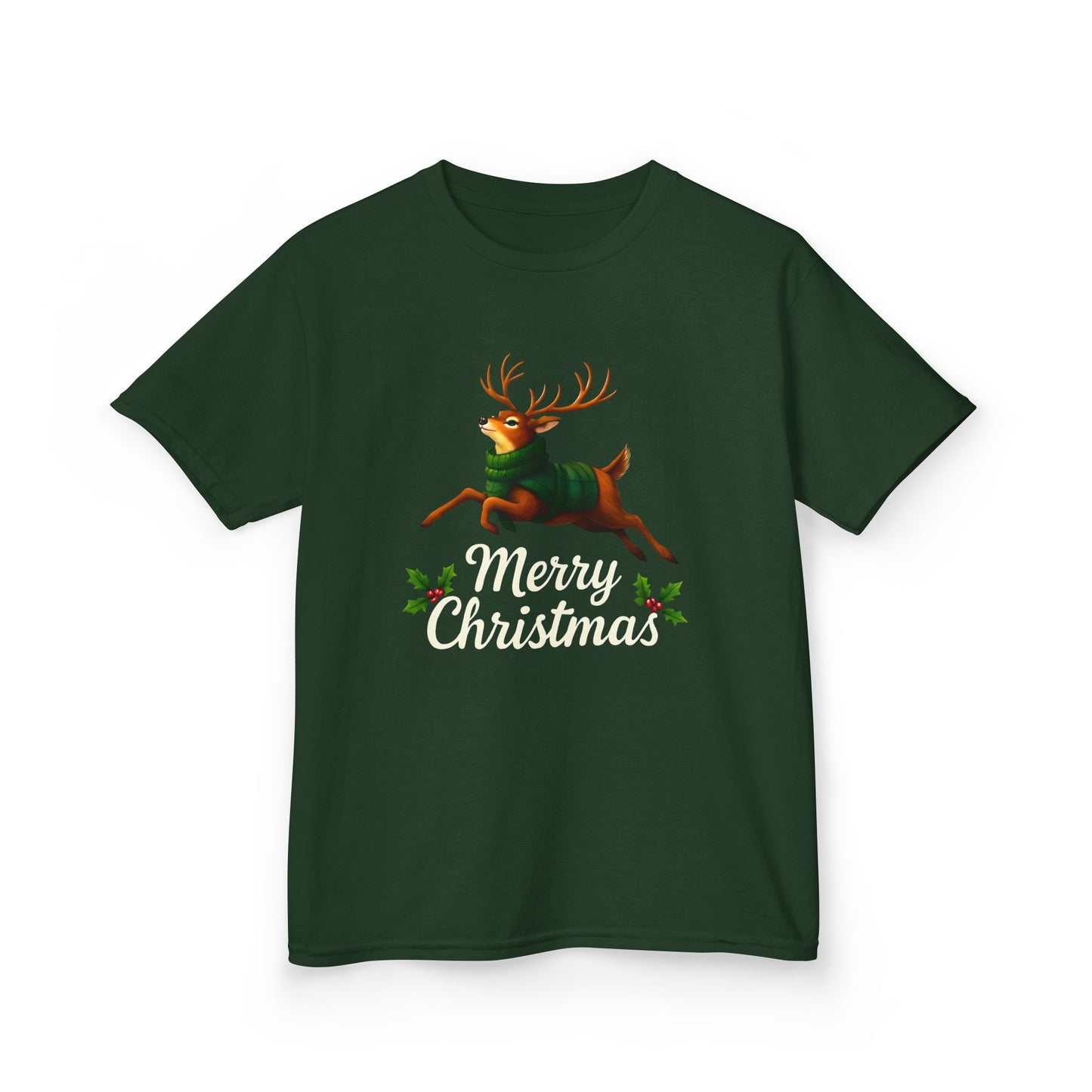 Merry Christmas Reindeer Kids Tee - Festive Dino Style
