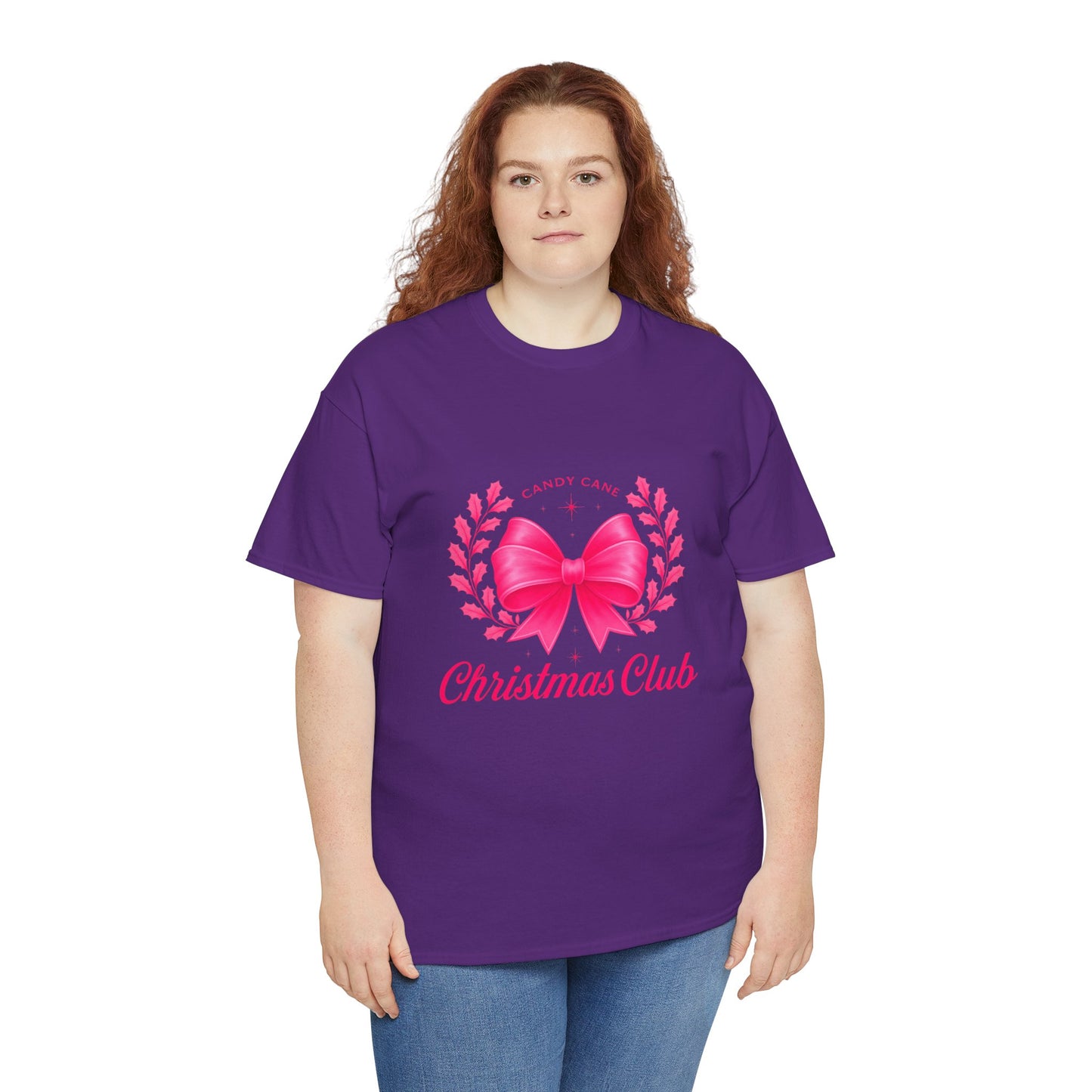 Christmas Tee with Pink Bow and Candy Cane Christmas Club Text