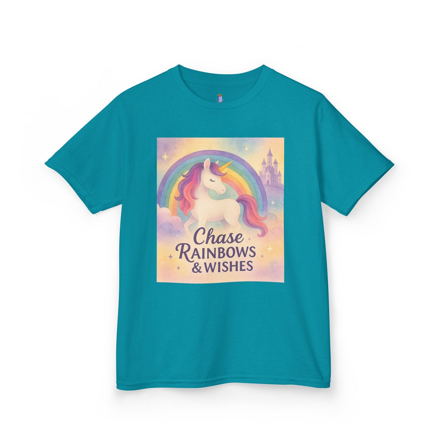 Chase Rainbows & Wishes Unicorn Kids Tee, Magical T-Shirt, Birthday Gift for Kids, Unicorn Lover Apparel, Playful Cotton Tee