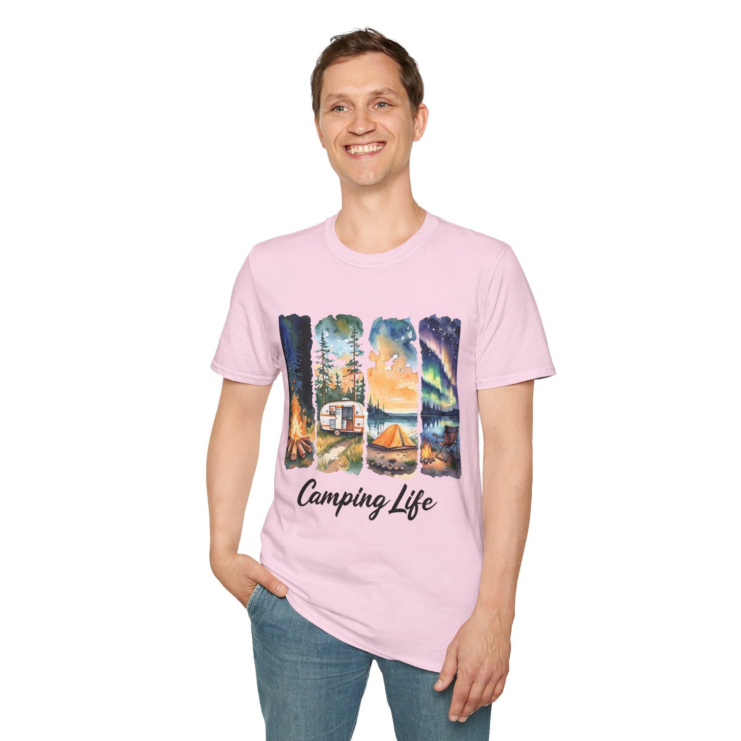 Camping Life Unisex Softstyle T-Shirt, Outdoor Apparel, Adventure Wear, Summer Camping Gear, Nature Lover Gift