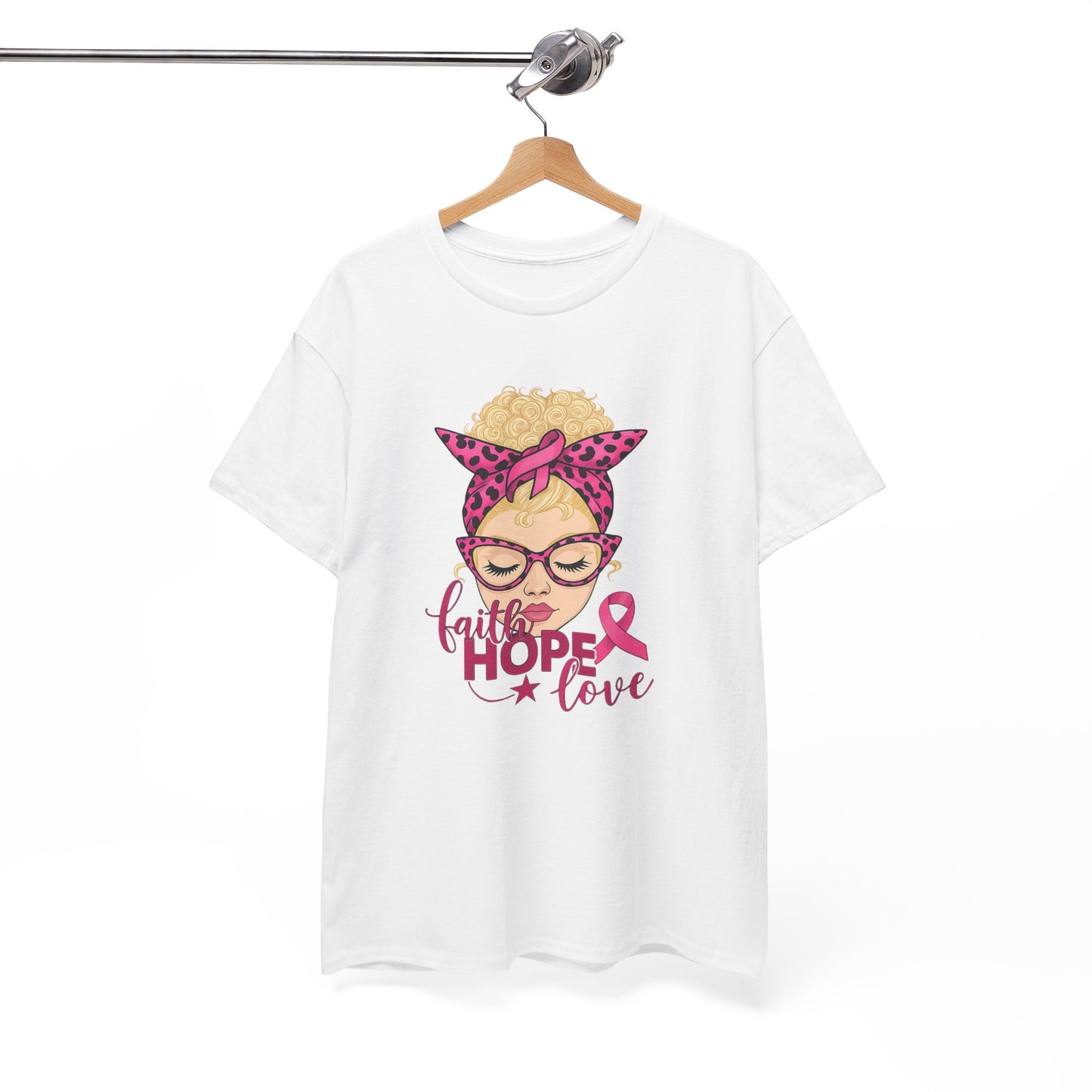 Hope Love Pink Ribbon Tee - Breast Cancer Awareness