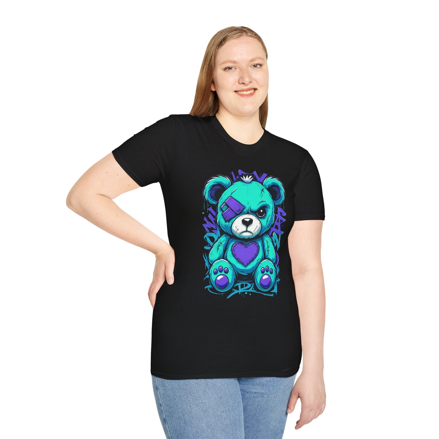 Adorable Grumpy Bear Unisex Softstyle T-Shirt | Cute Graphic Tee, Casual Wear, Gift for Animal Lovers, Birthday Present, Fun Fashion