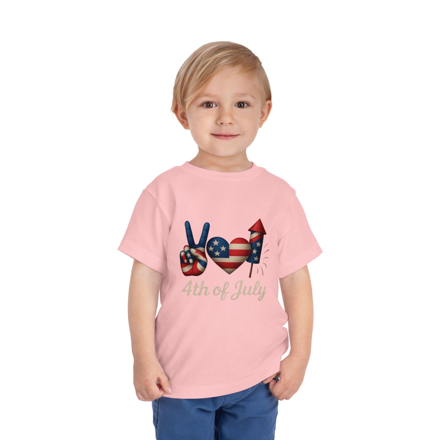 4th of July Peace & Heart Tee: Patriotic Toddler Shirt