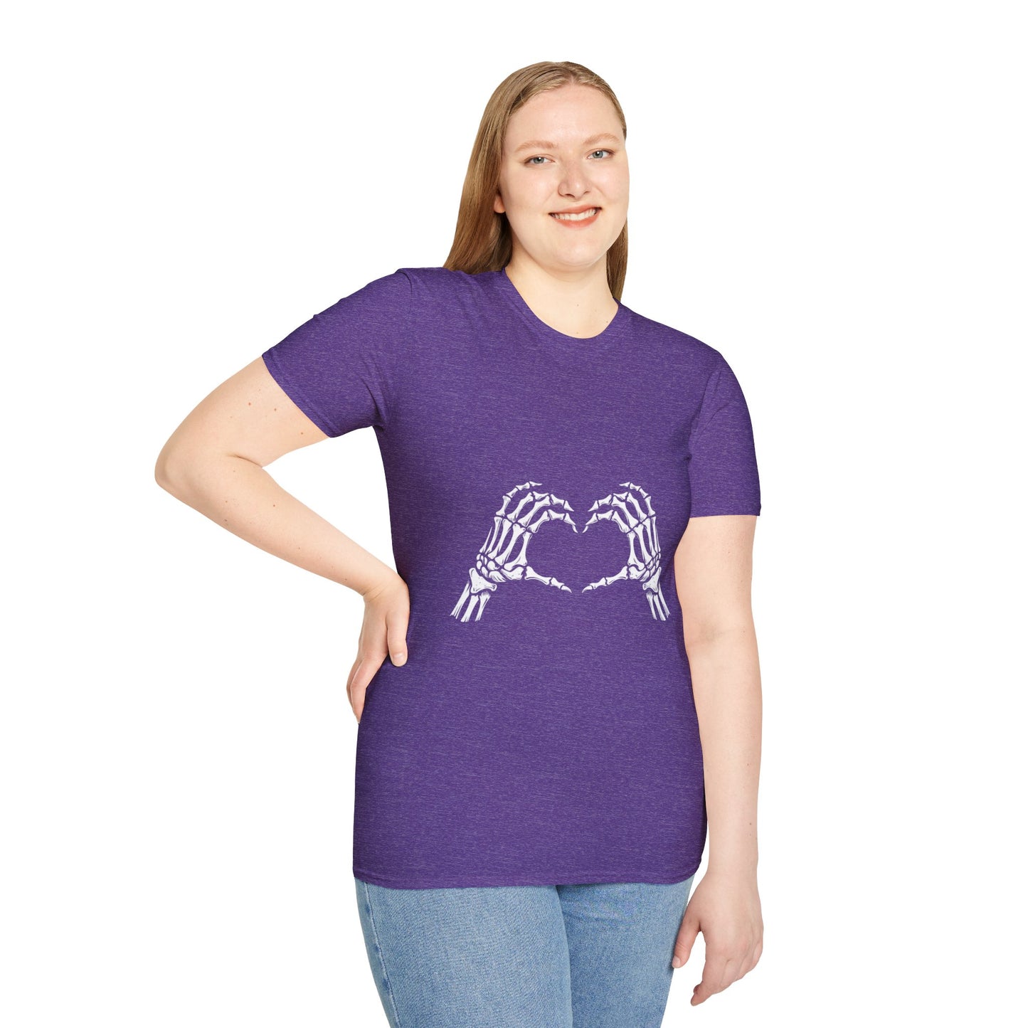 Skull Heart T-Shirt - Unisex Graphic Tee for Halloween, Love, Gifts, Casual Wear, Skeleton