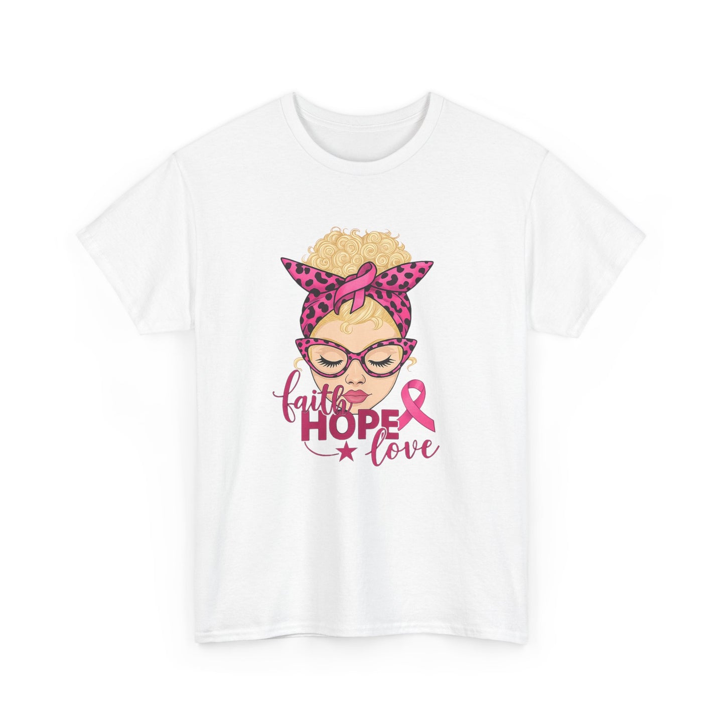 Hope Love Pink Ribbon Tee - Breast Cancer Awareness