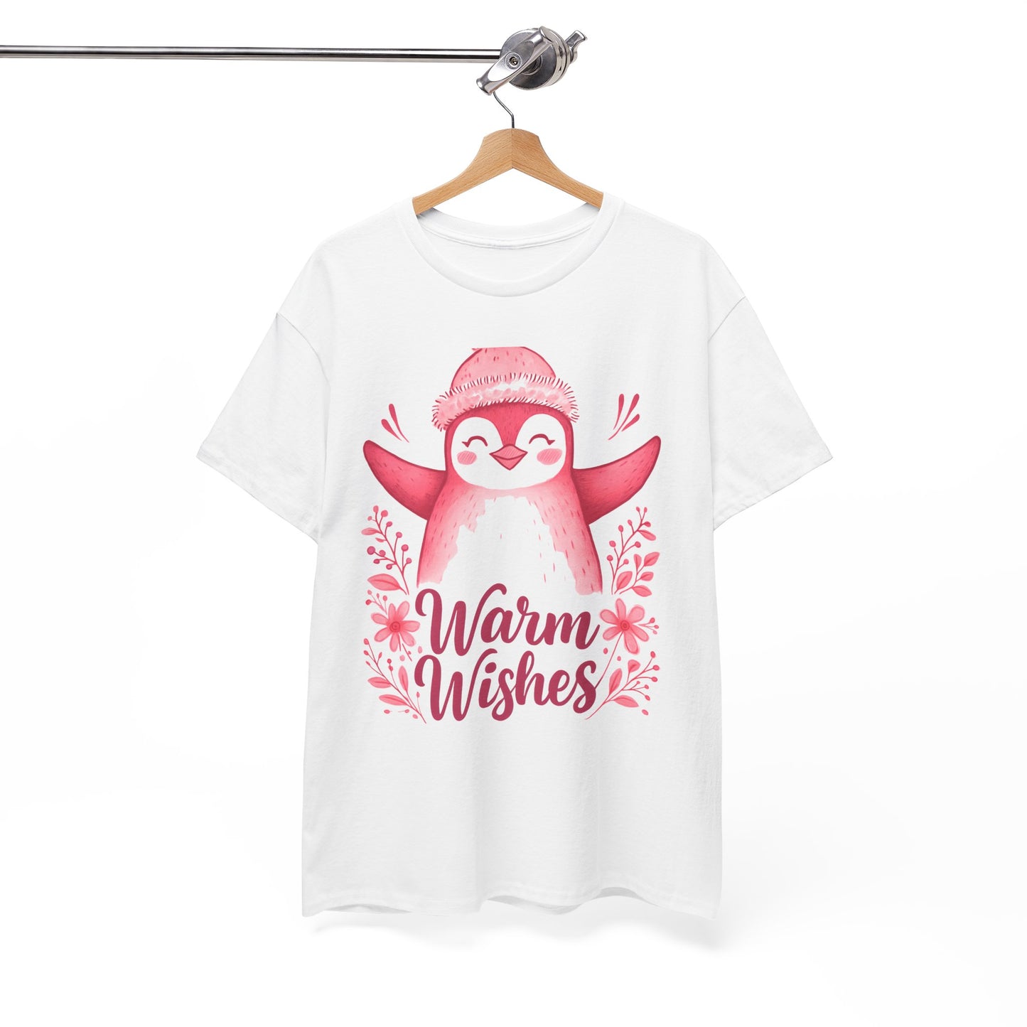 Warm Wishes Pink Penguin Tee - Holiday Tee