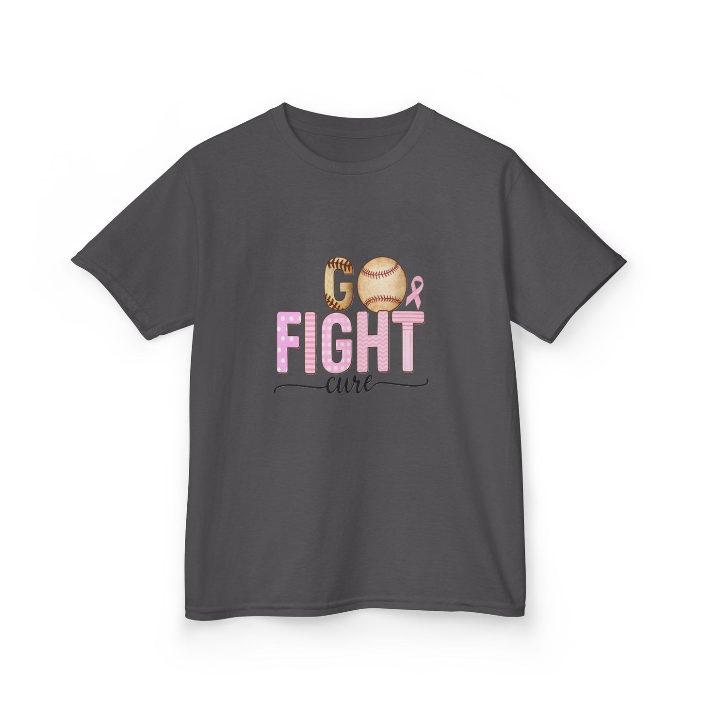 Go Fight Cure Baseball Pink Ribbon Kids Christmas Tee