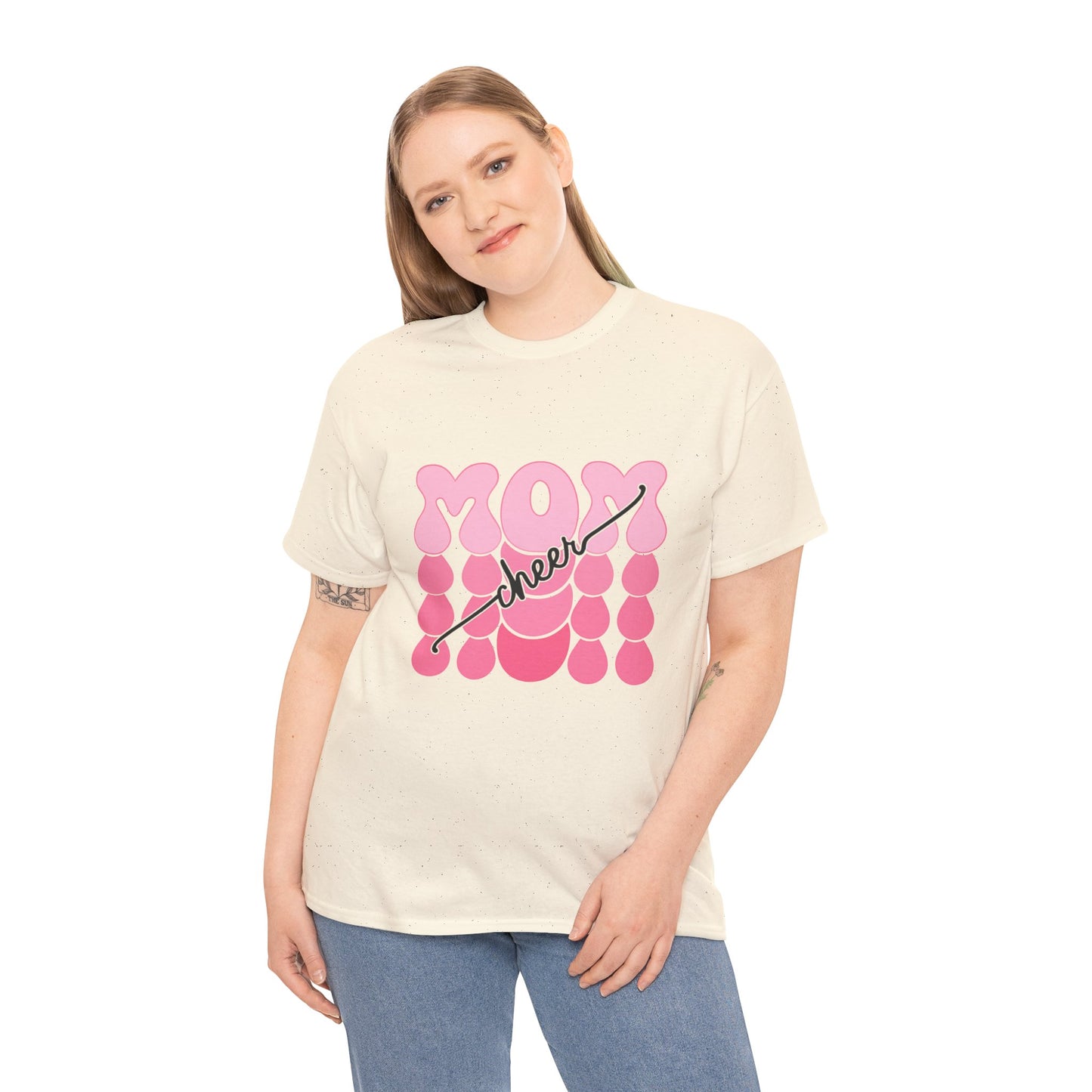 MOM Cheer – Pink Bubble Letter Spirit Tee