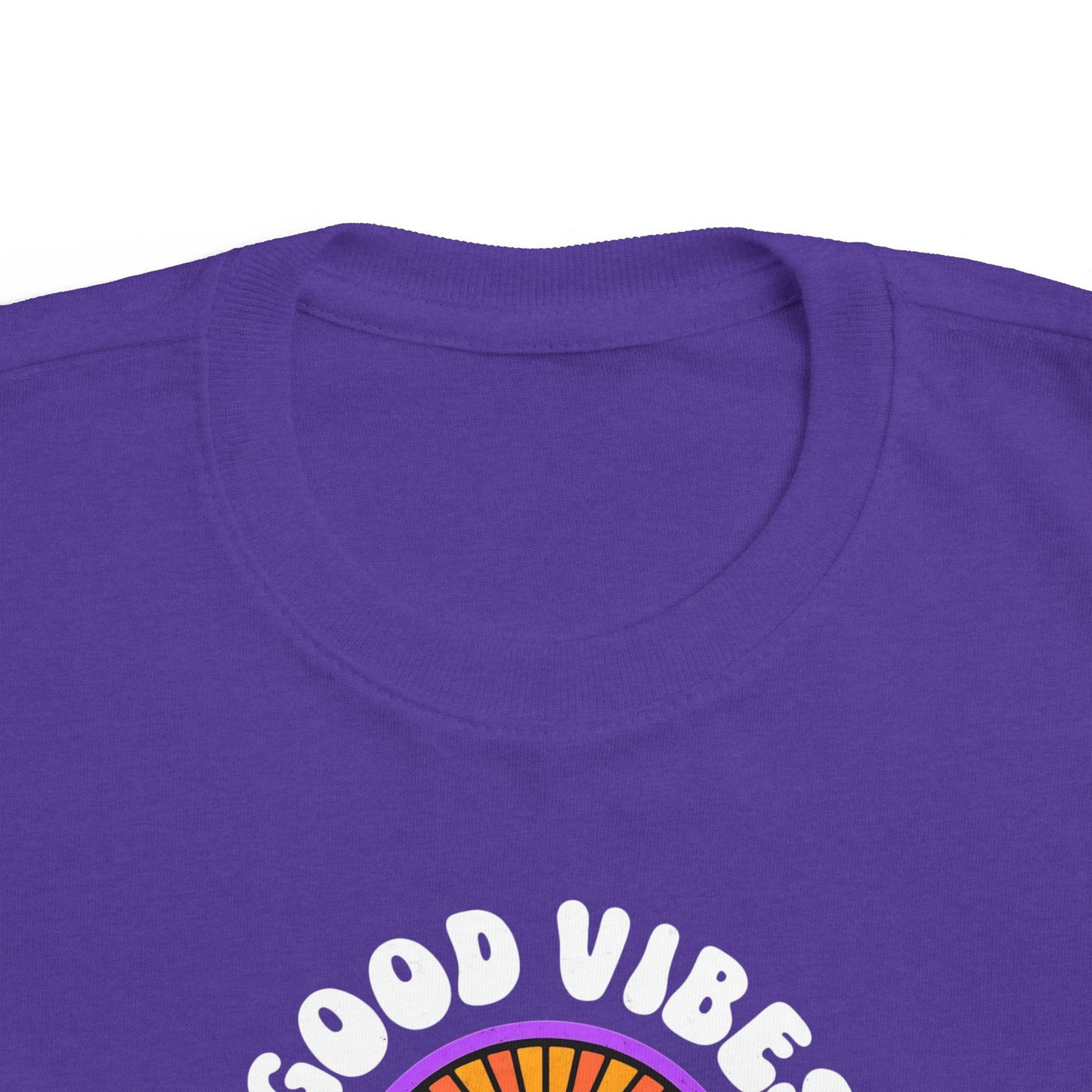 Toddler's Good Vibes Tee - Bright Jersey T-Shirt for Kids, Fun Summer Wear, Gift for Birthdays, Playdates, Rainbow Theme